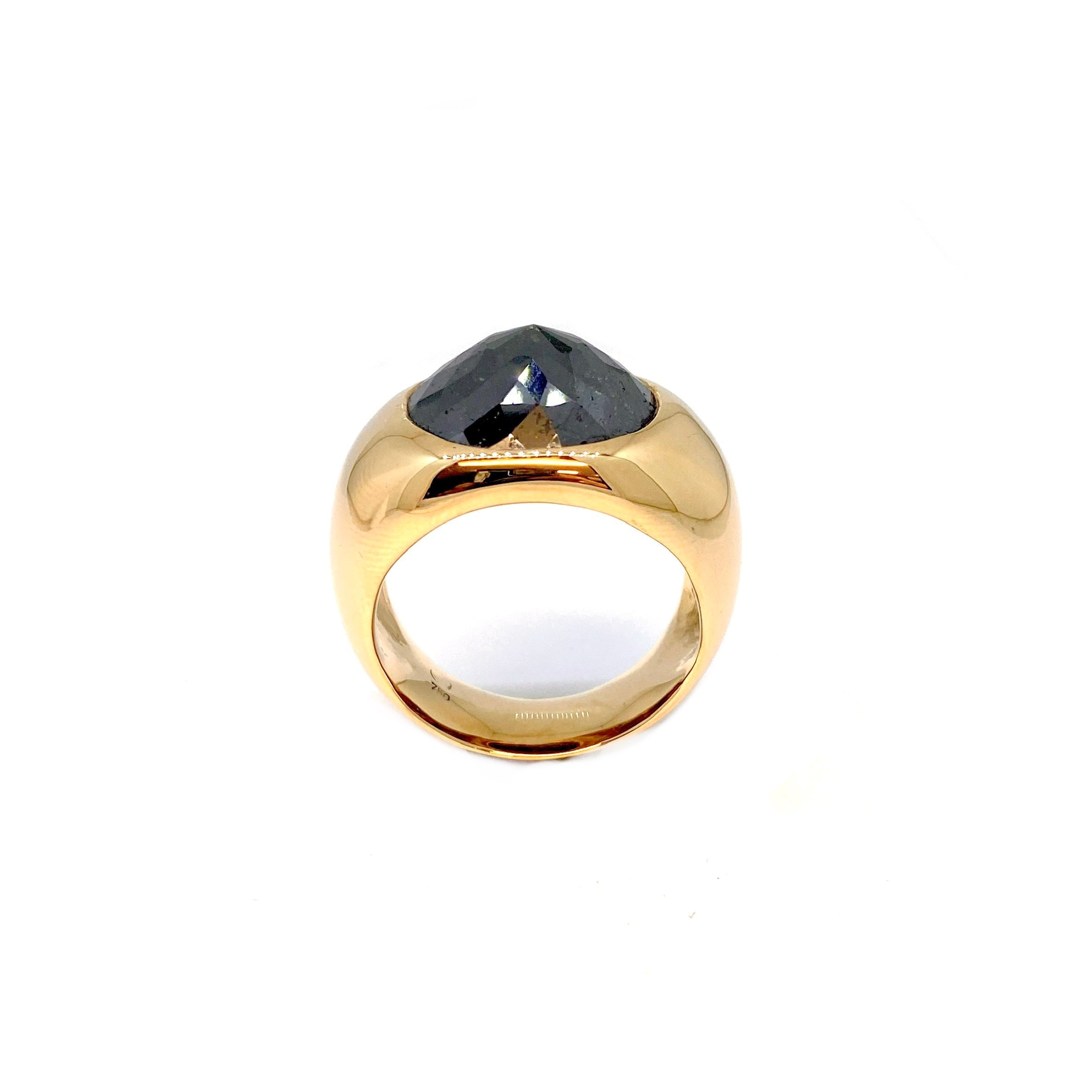 Lesunja Rose Gold and Black Diamond Rose Signet Ring
