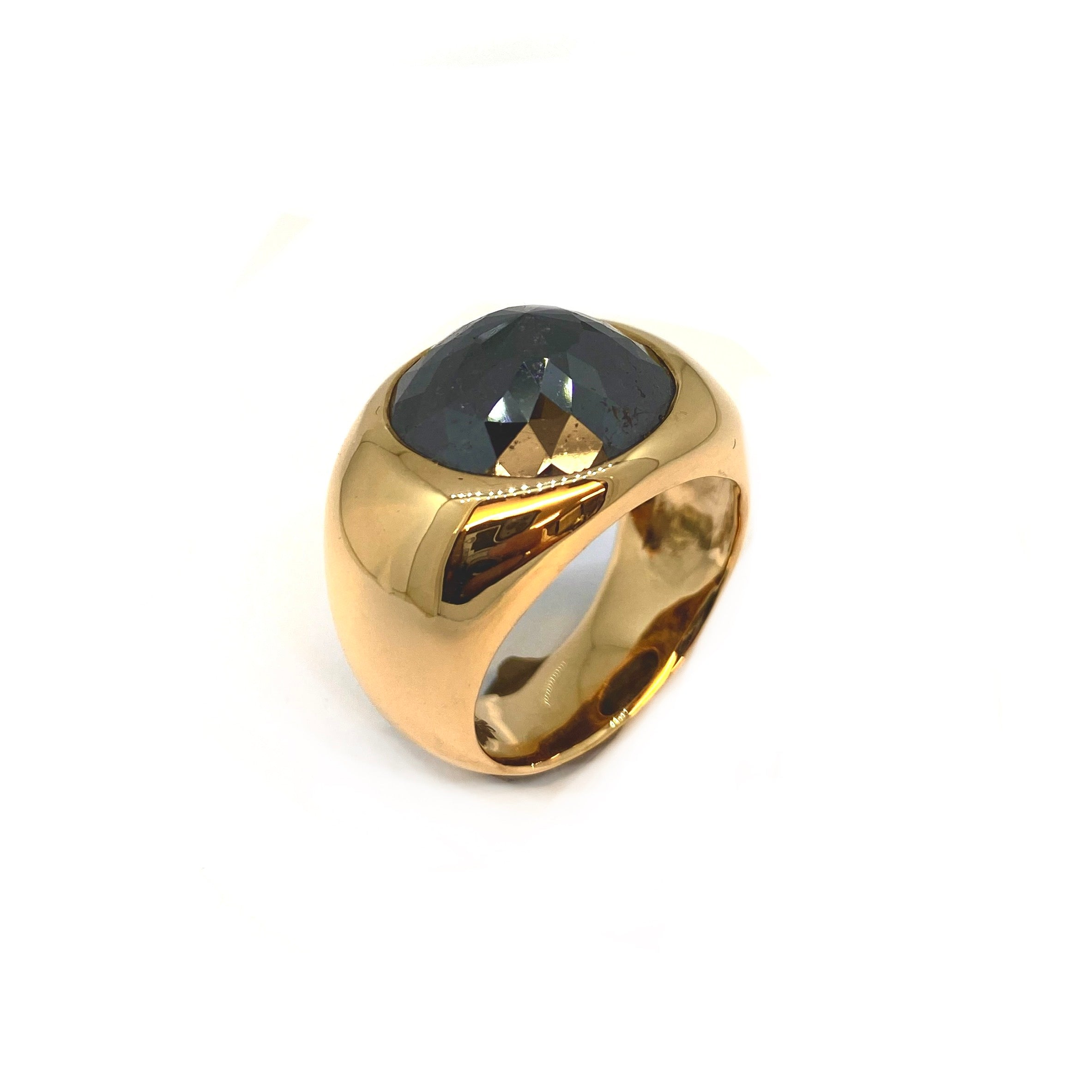 Lesunja Rose Gold and Black Diamond Rose Signet Ring