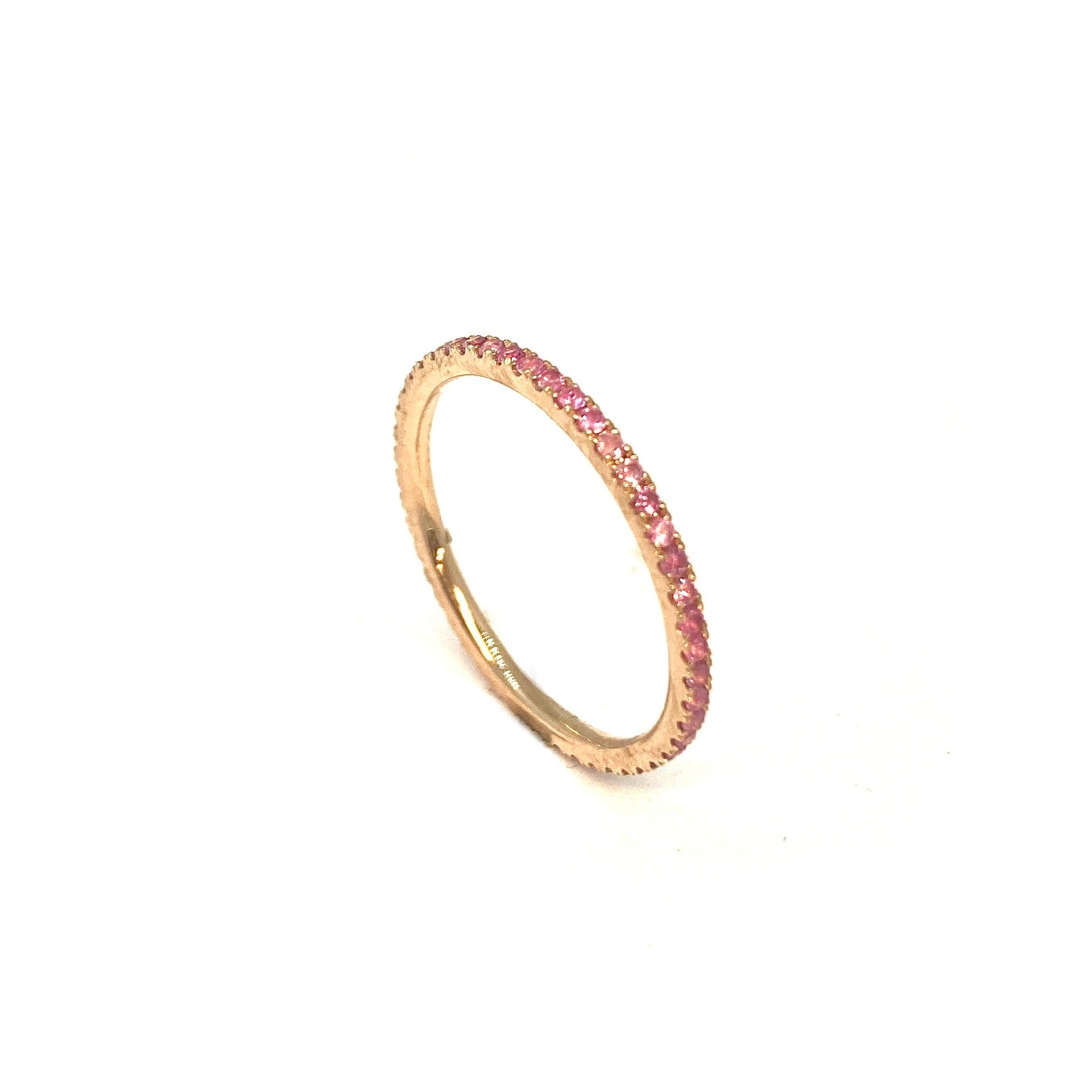 rose gold pink sapphire eternity ring