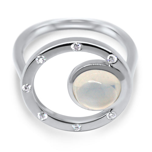 moonstone diamond gold ring