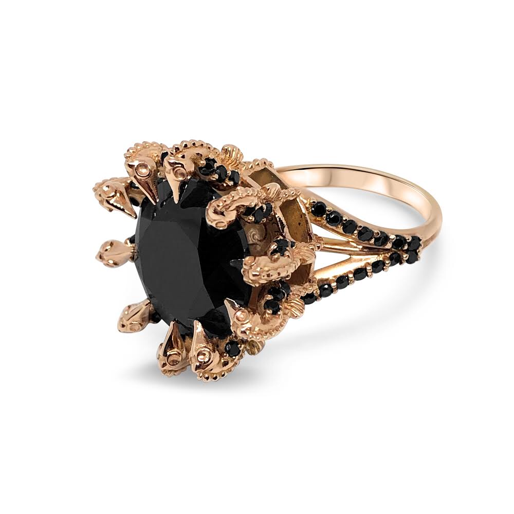 black diamond gold ring