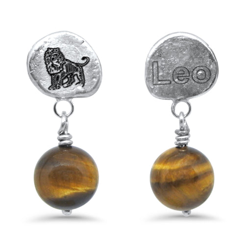 Lesunja Zodiac Lion Gold Stud Earrings