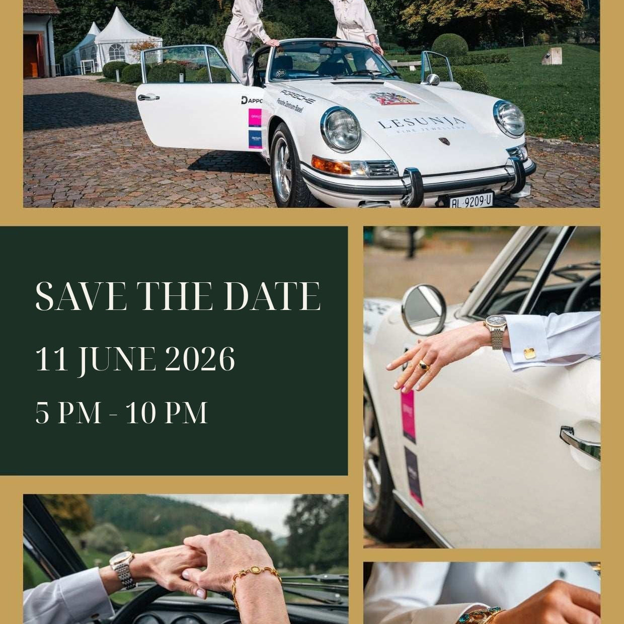 Save the date, 11 June 2026, Lesunja Fine Jewellery and Porsche Classic
