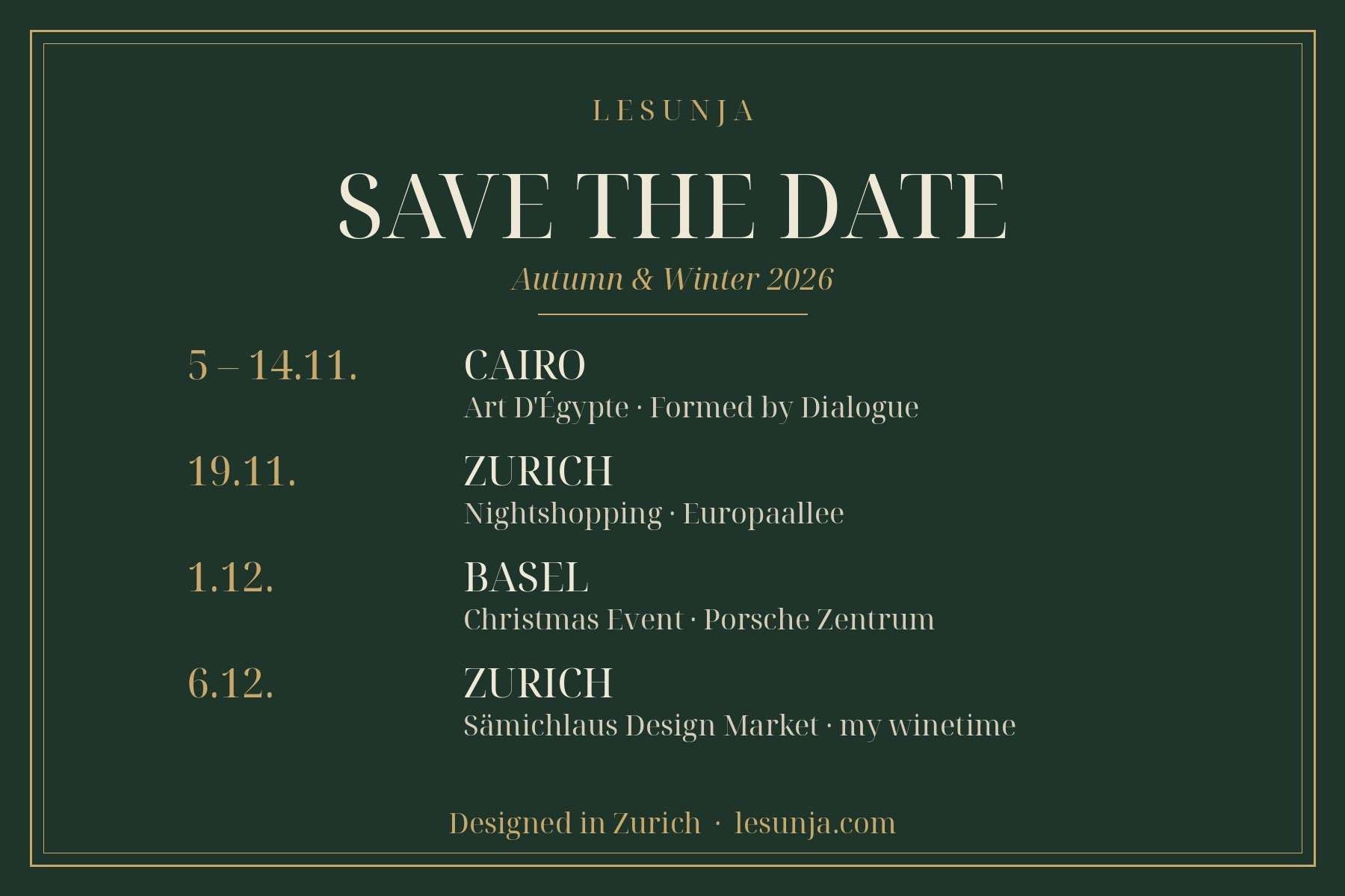 Lesunja Save the Date Autumn and Winter 2026