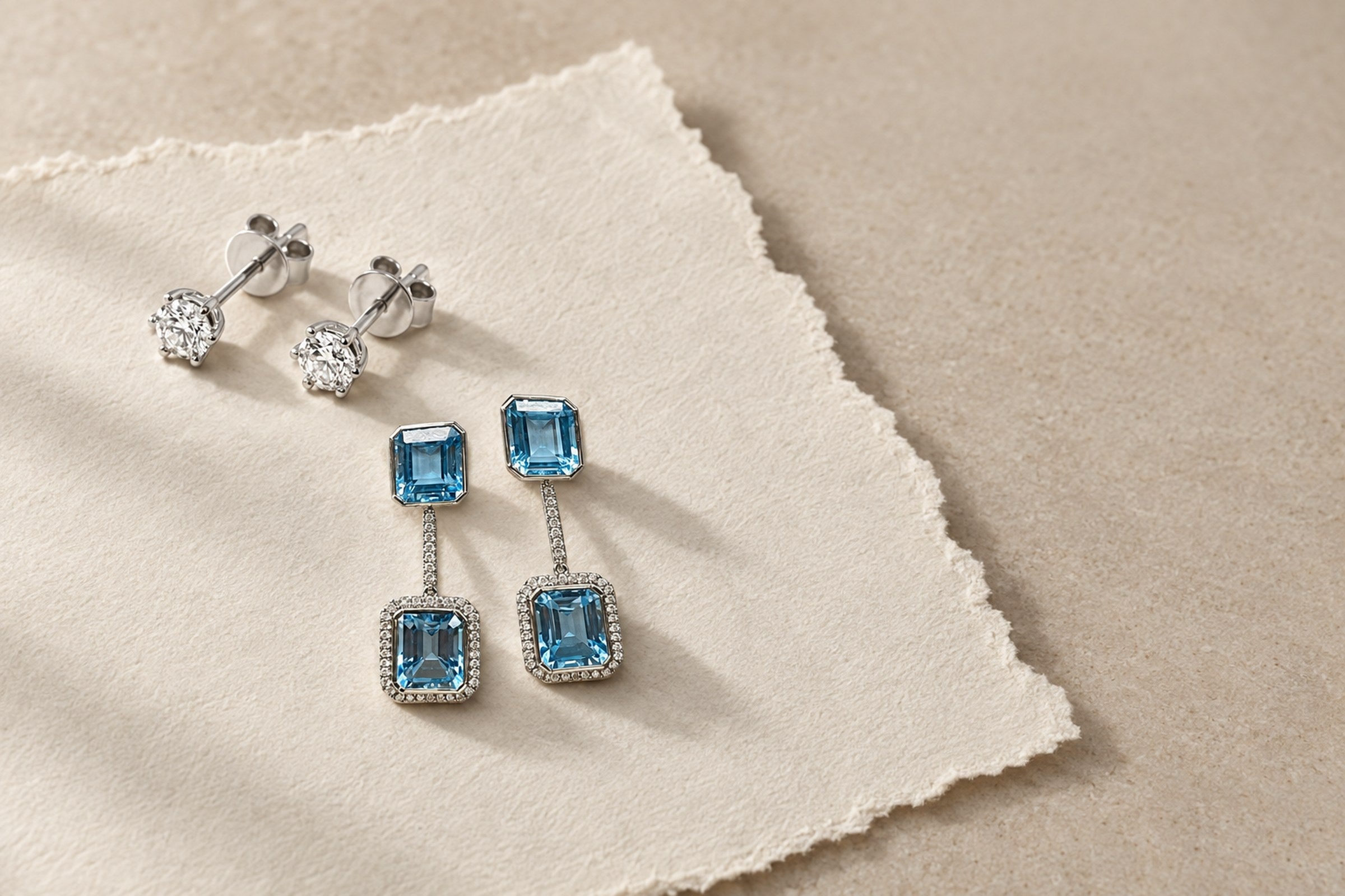 Lesunja White Gemstones - White Gold Earrings, handgefertigt in der Schweiz