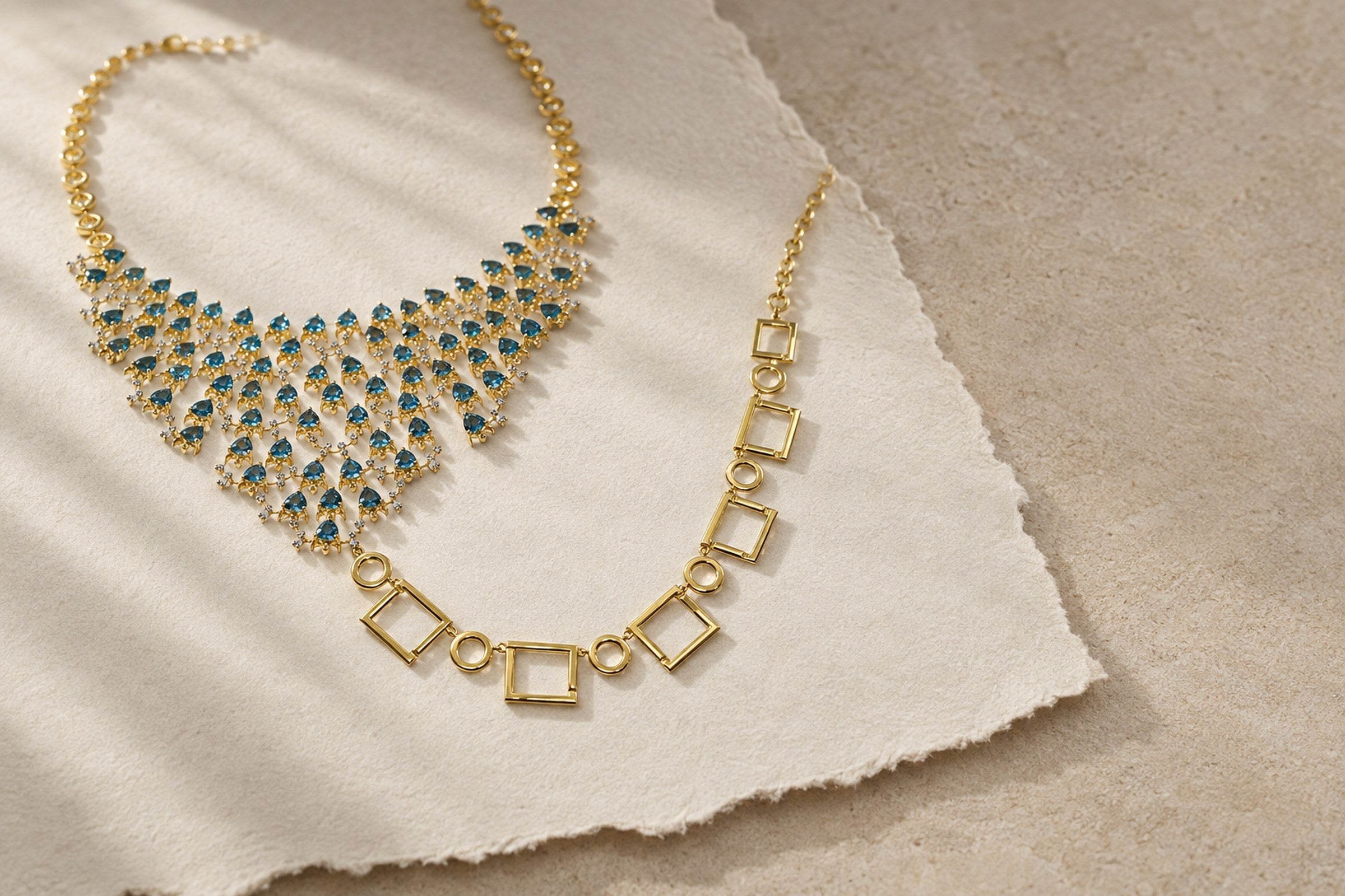 Lesunja Necklace Jewellery - Ocean Fish Topaz Yellow Gold Necklace, handgefertigt in der Schweiz