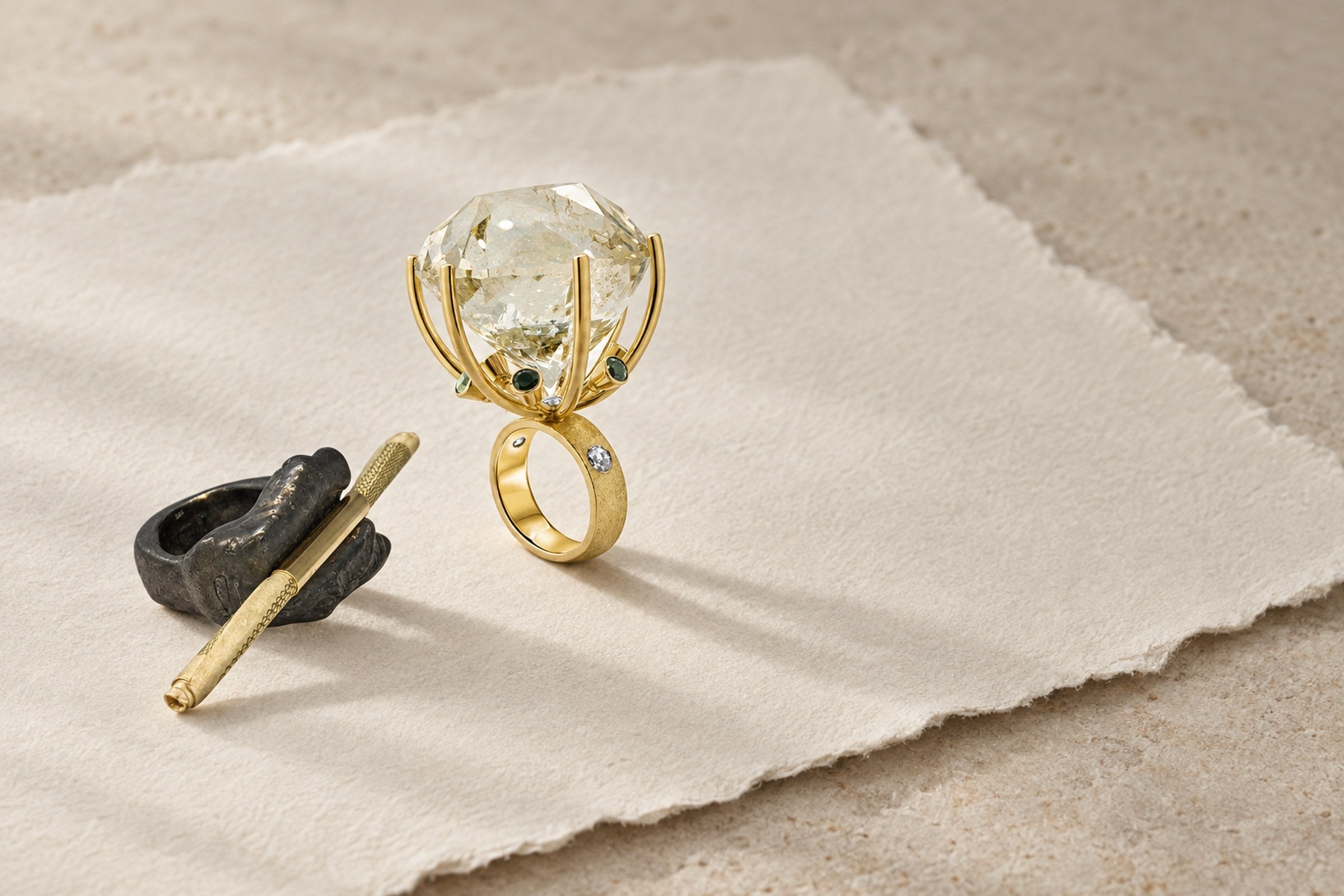Lesunja Goldene Spuren - Money Silver Gold Ring, handgefertigt in der Schweiz