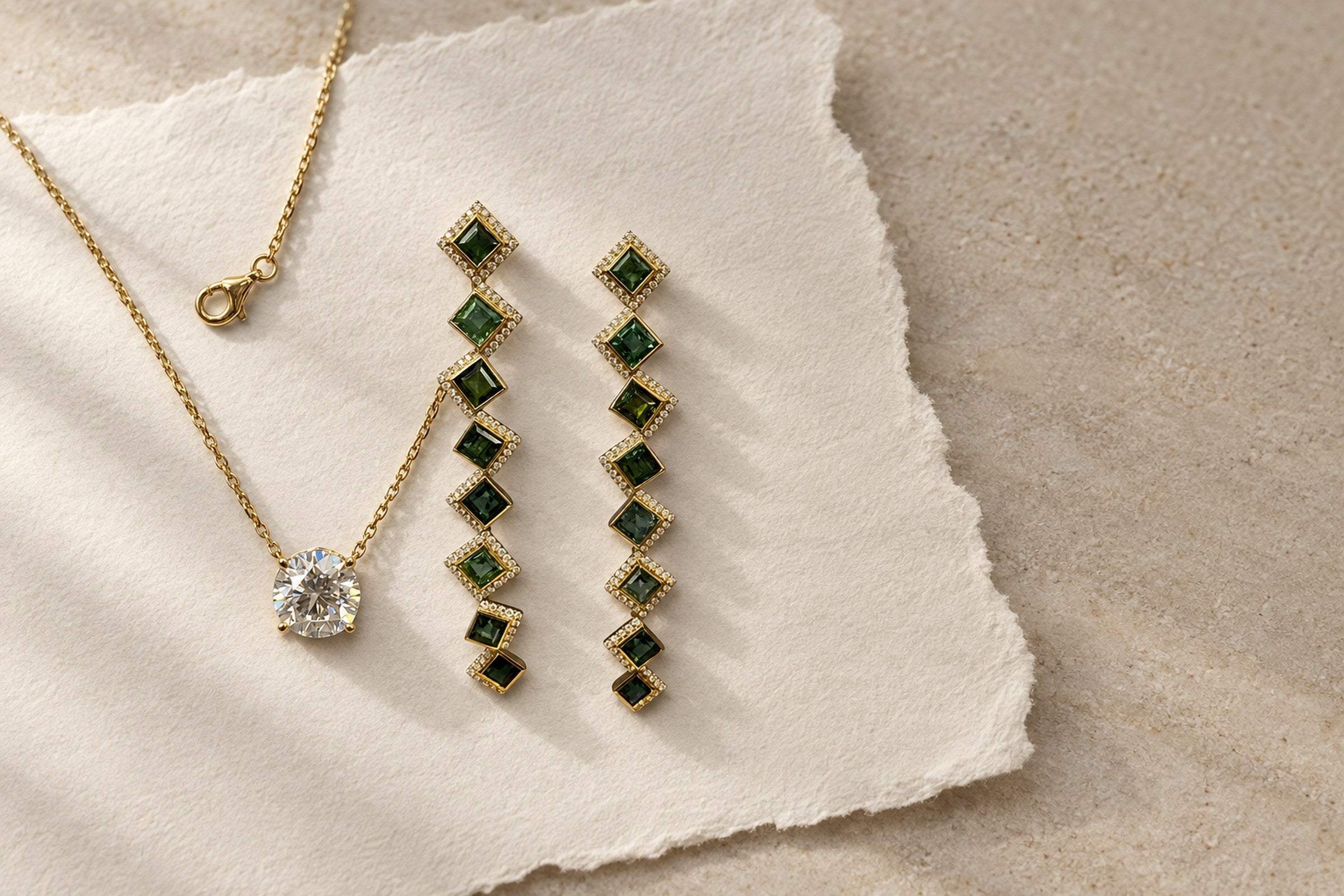Lesunja Art Gallery Collection - Necklace Yellow Gold White Diamond 3,51ct., handgefertigt in der Schweiz