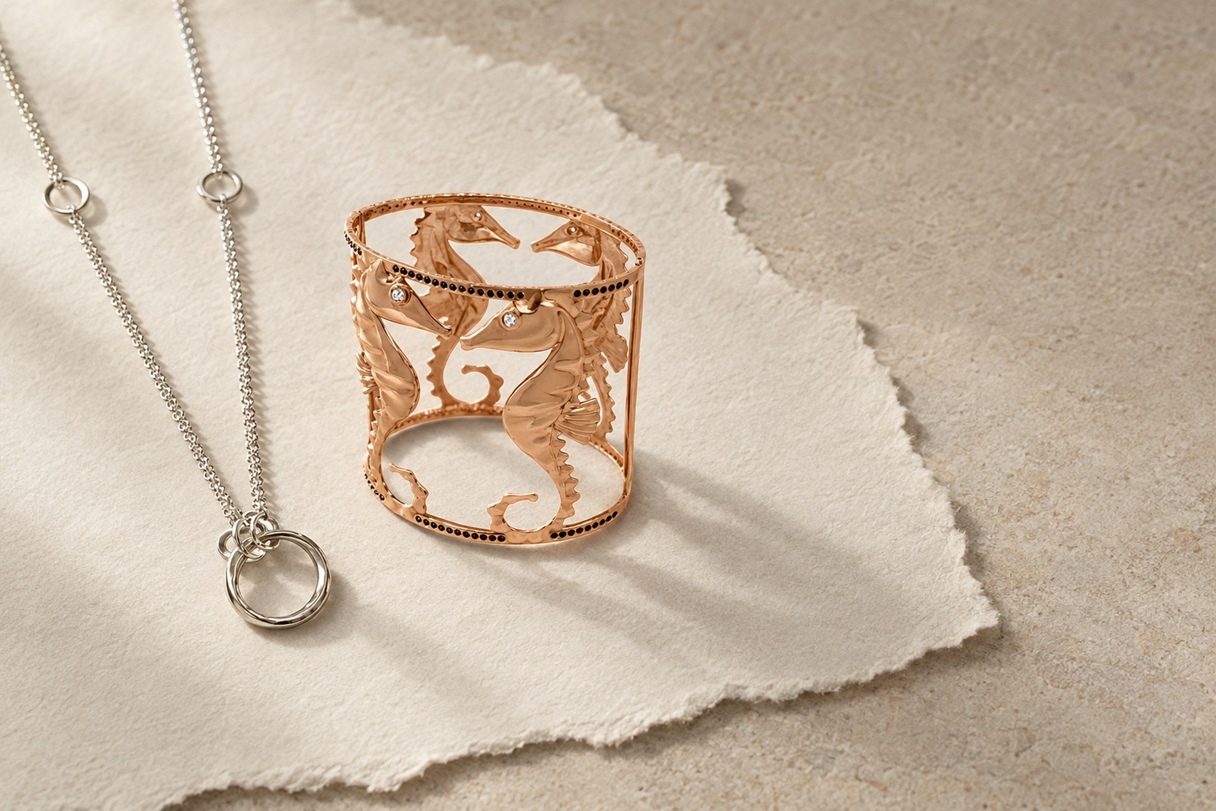 Lesunja Beach Style Jewellery - Ocean Silver Necklace For Charms, handgefertigt in der Schweiz