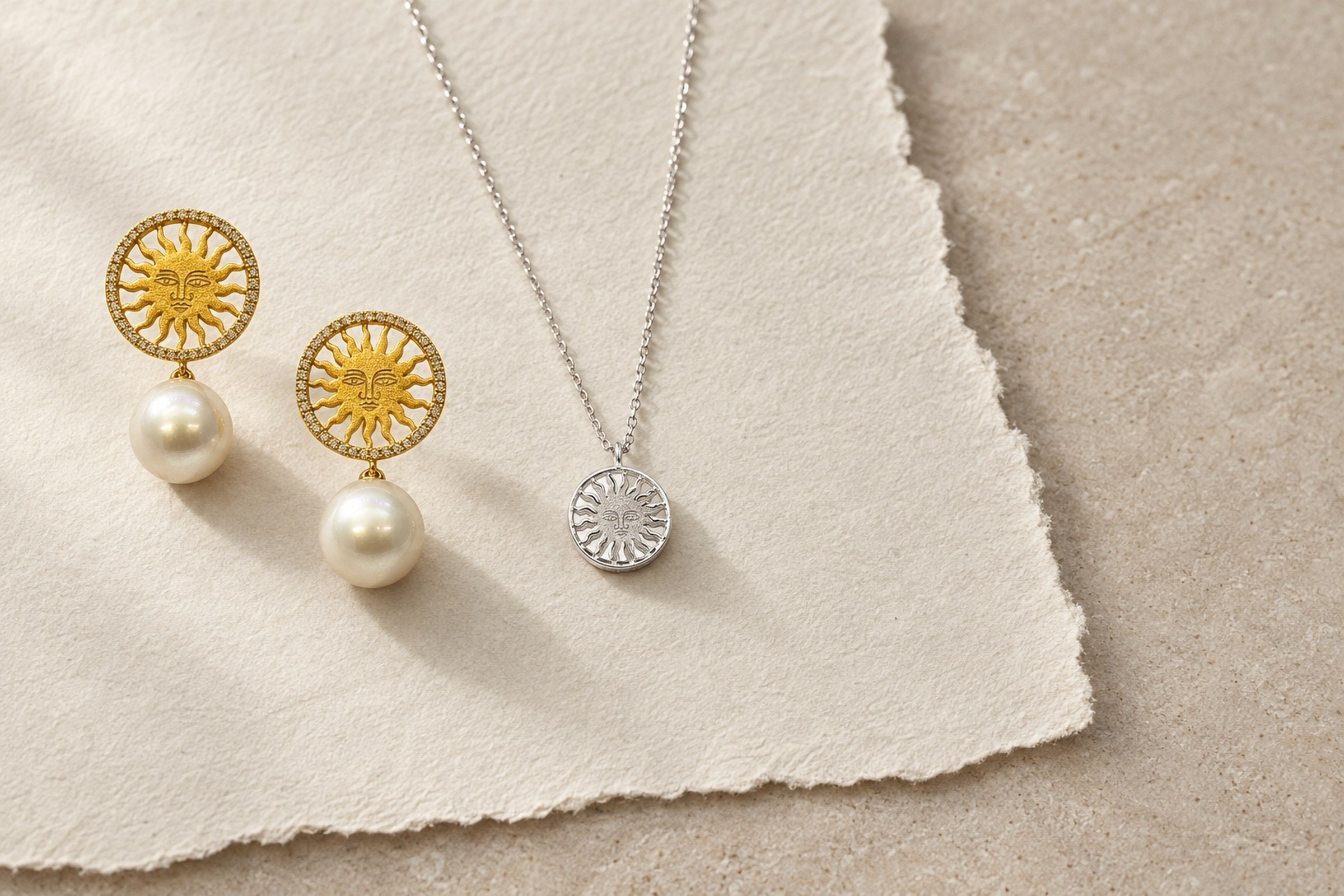 Lesunja St. Moritz Sun - St. Moritz Sun Pearl Earrings, handgefertigt in der Schweiz