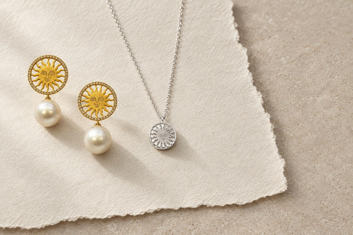 Lesunja St. Moritz Sun - St. Moritz Sun Pearl Earrings, handgefertigt in der Schweiz