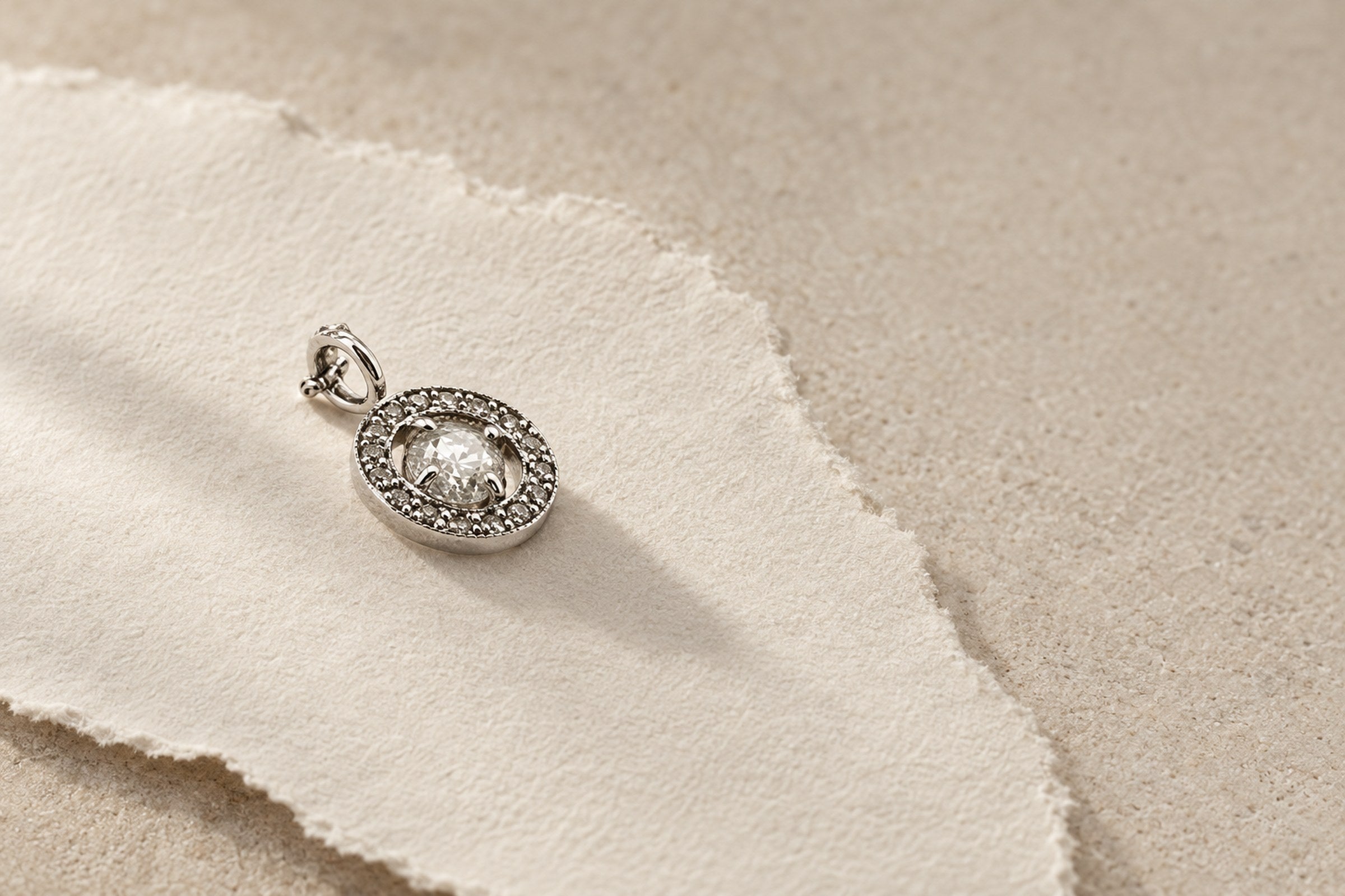Lesunja Old Miner Diamonds - Antique Royal Diamond White Gold Pendant, handgefertigt in der Schweiz