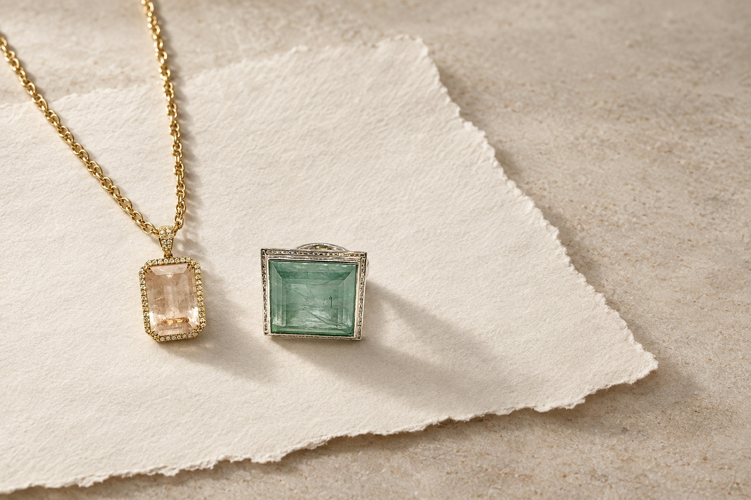 Lesunja Hidden Secrets Jewellery - La Vie Hidden Secret Love Yellow Gold Morganite & Diamond, handgefertigt in der Schweiz