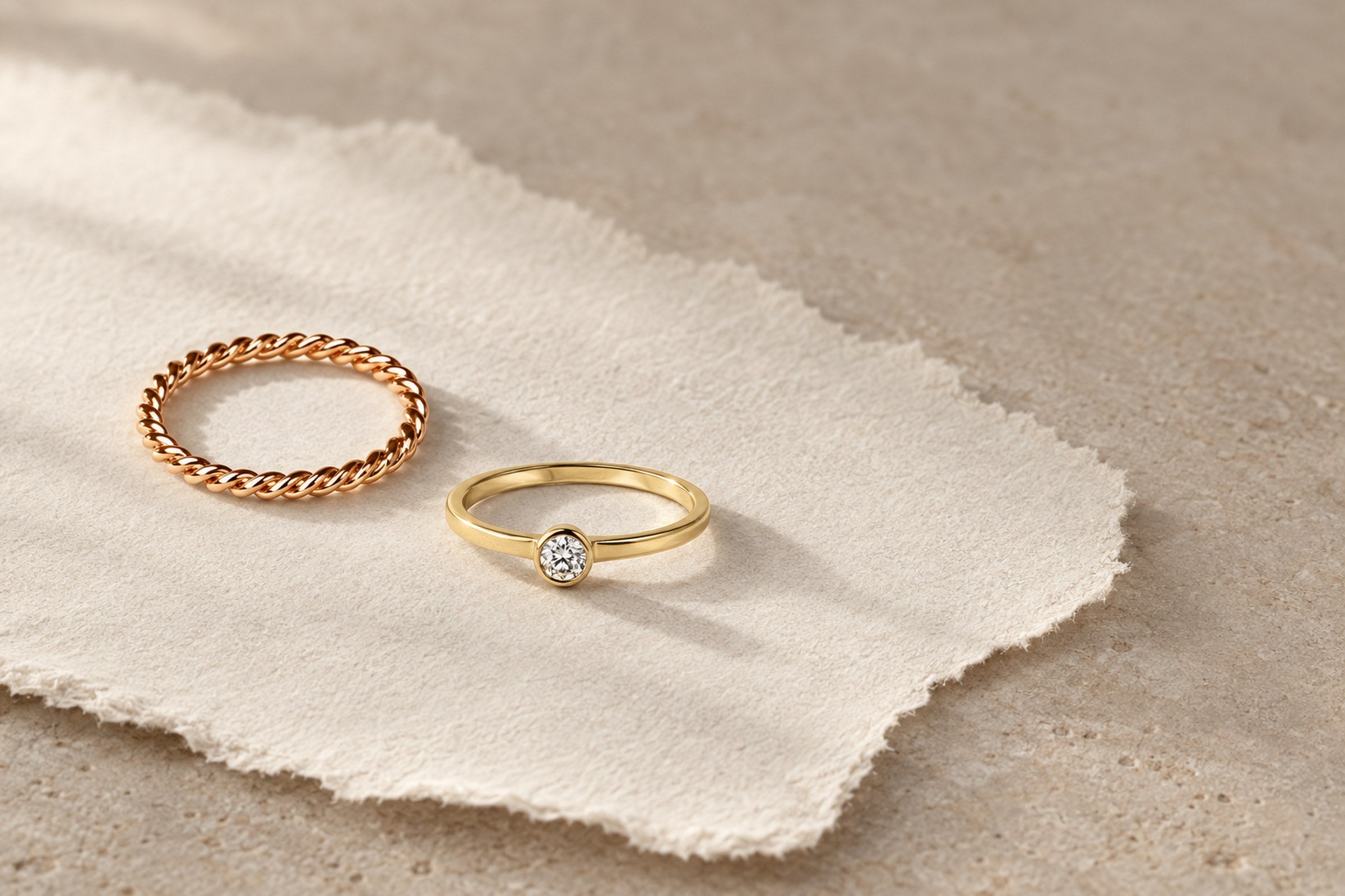 Lesunja Engagement and Wedding Jewellery - Ring Rosé Gold Twisted Polished, handgefertigt in der Schweiz
