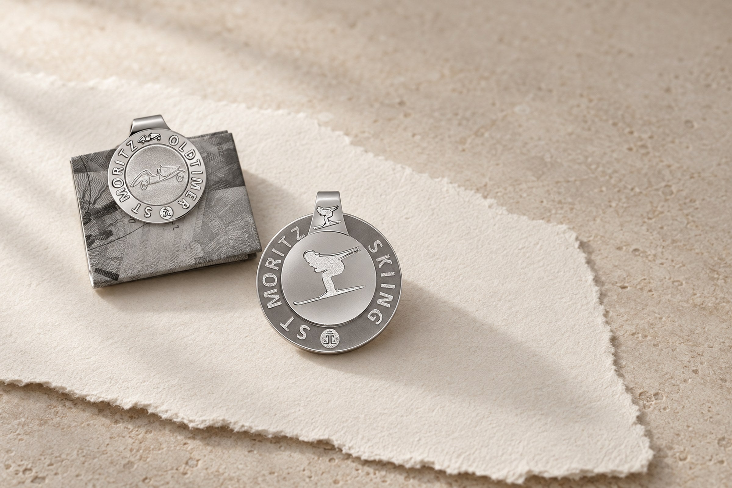 Lesunja Moneyclips - St. Moritz Oldtimer 925 Sterling Silver Money Clip, handgefertigt in der Schweiz