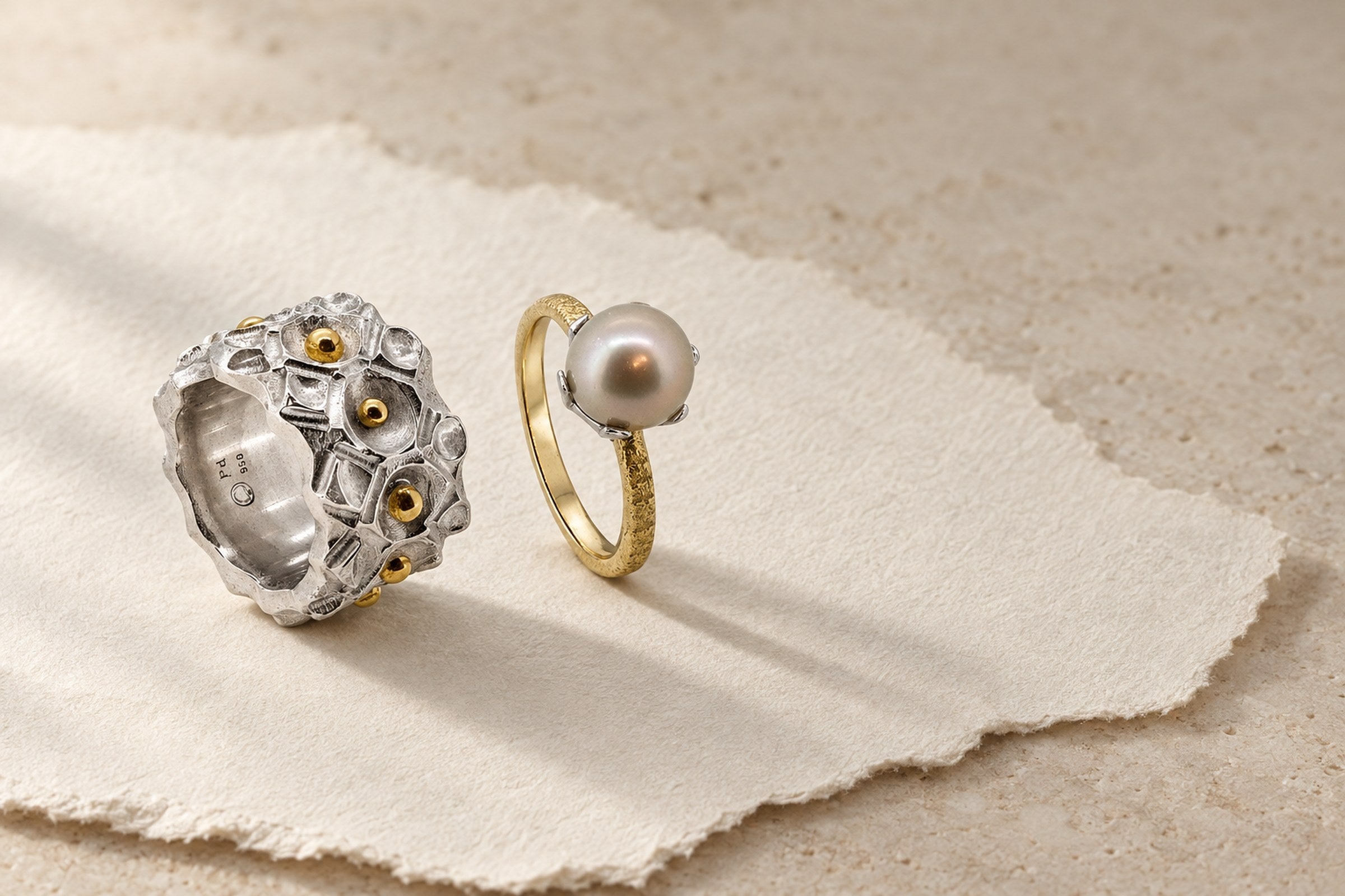 Lesunja Paladium - Ring Palladium 950 Yellow Gold 18K, handgefertigt in der Schweiz