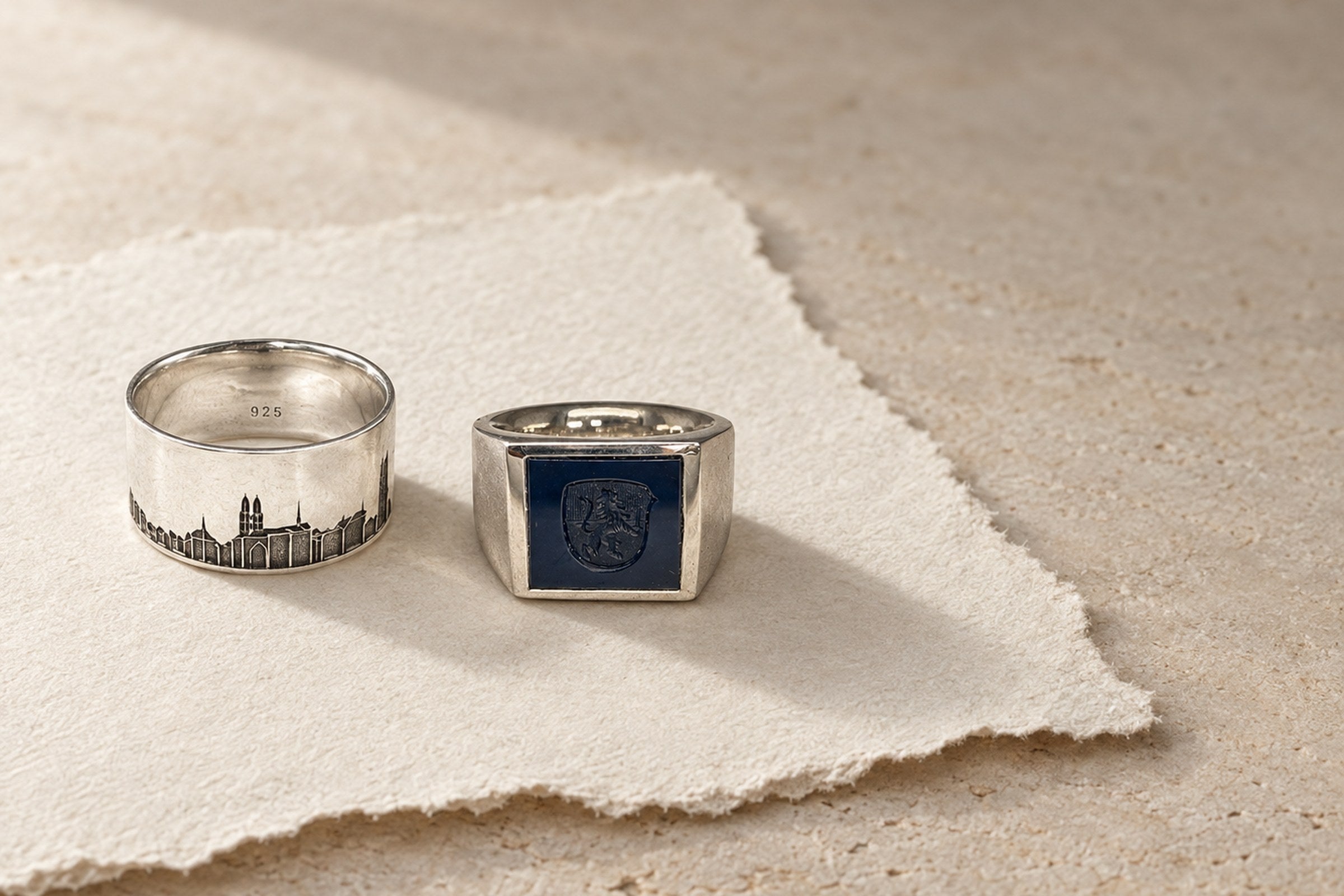 Lesunja Zurich Collection - Skyline Zurich Silver Ring, handgefertigt in der Schweiz
