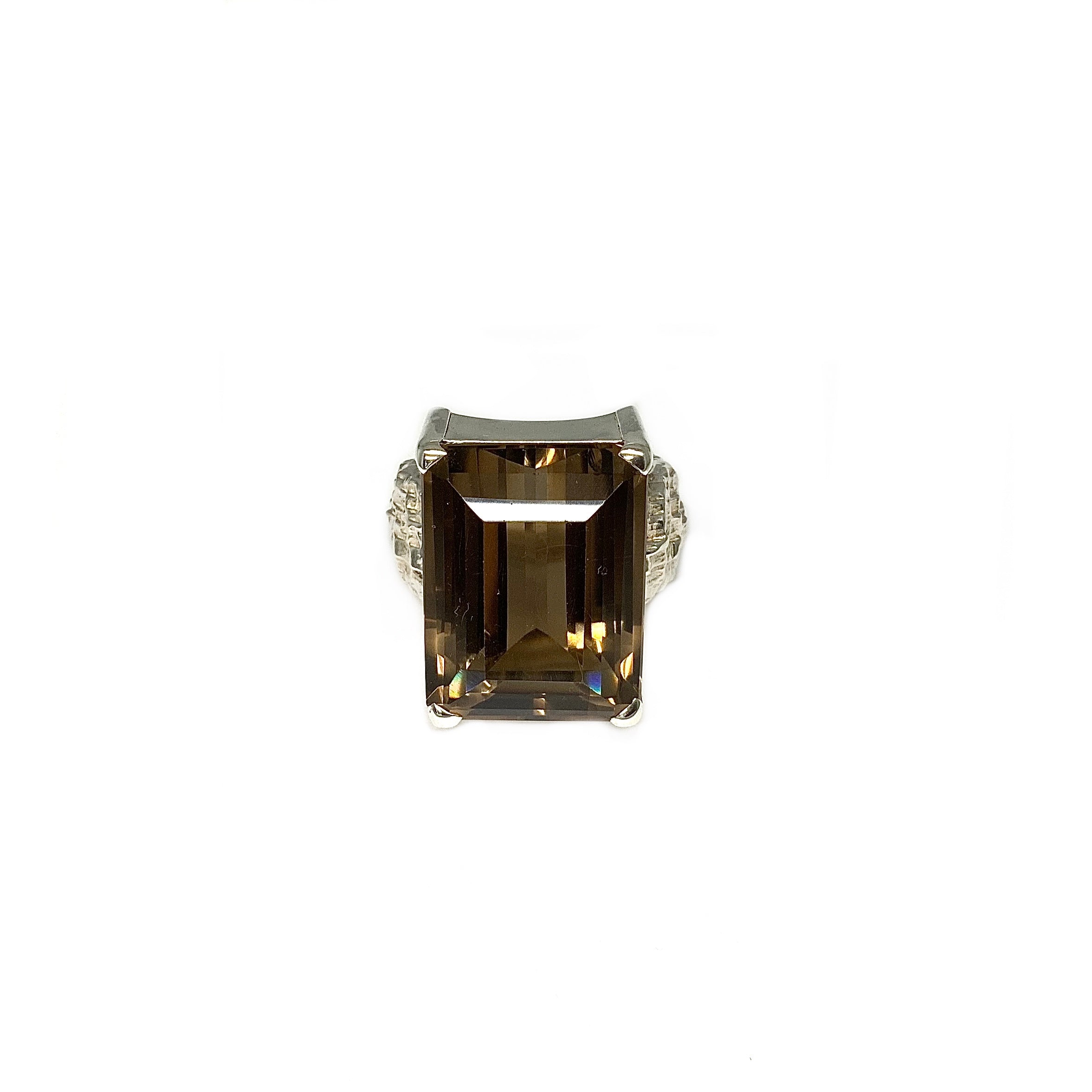 Lesunja Ring Silver Brown Smoky Quartz