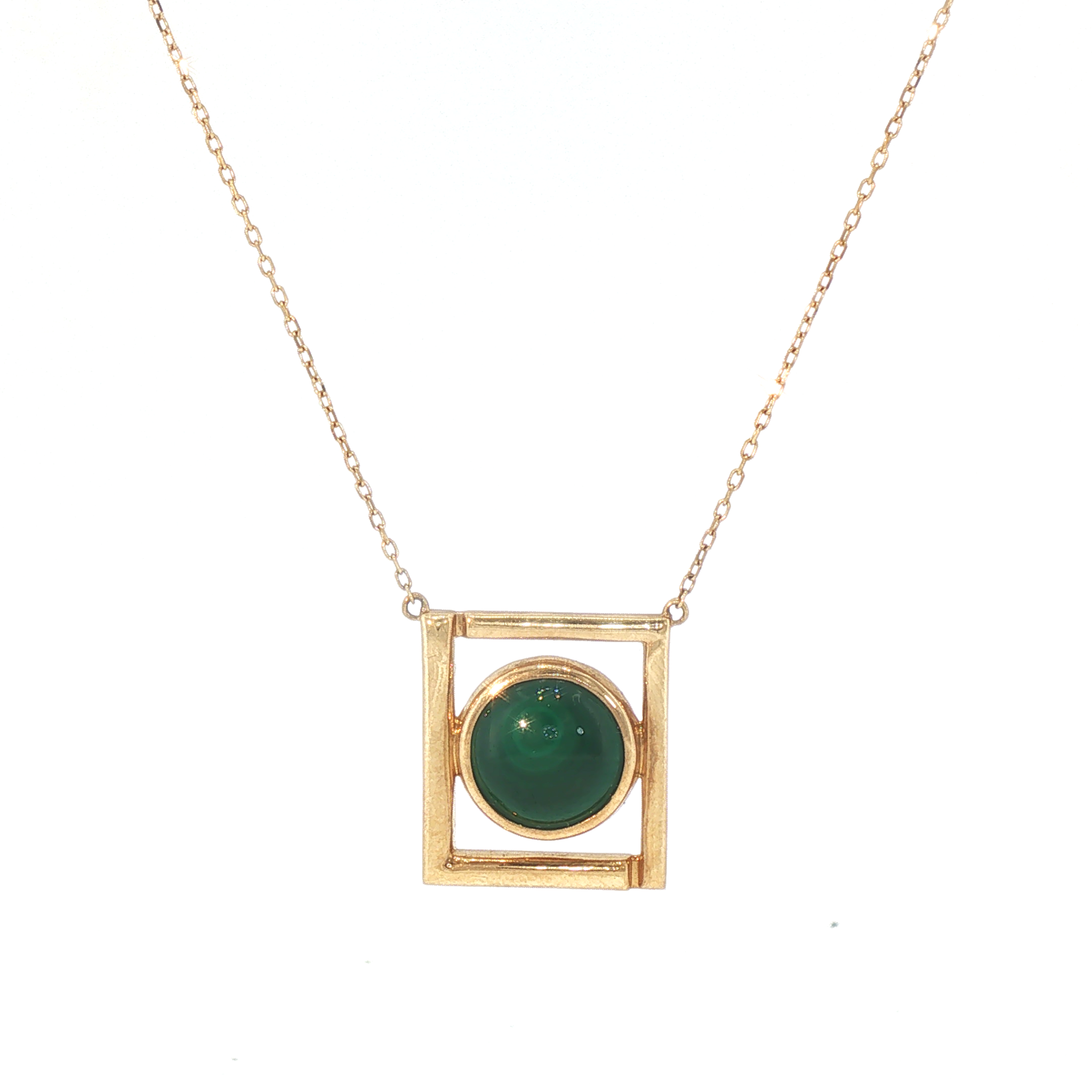 Lesunja L Collection Necklace Yellow Gold Malachite