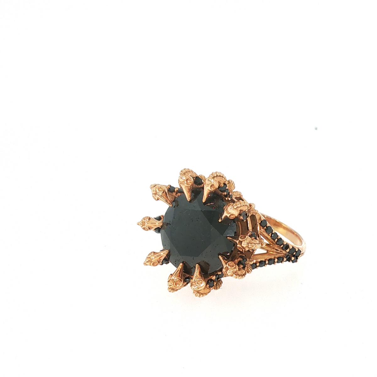 Lesunja Ocean Seahorses Black Diamond Rose Gold Ring