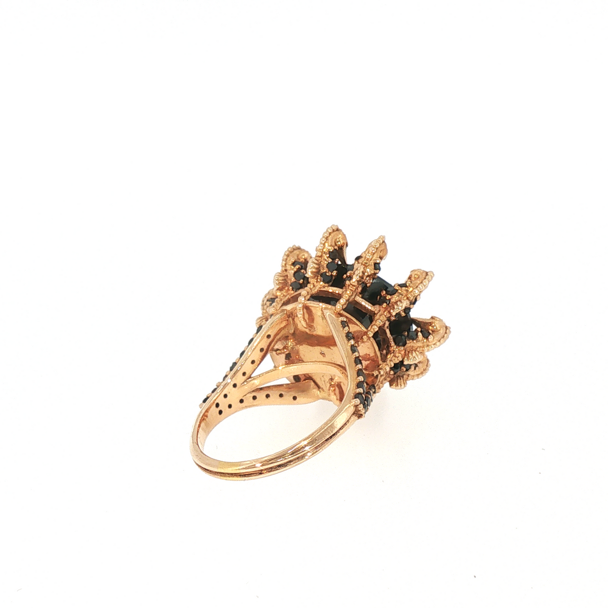 Lesunja Ocean Seahorses Black Diamond Rose Gold Ring