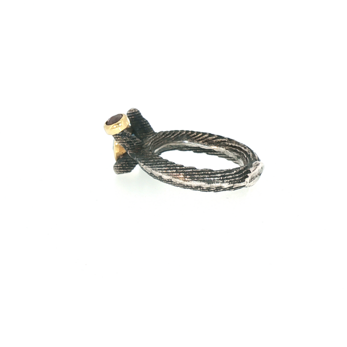 Lesunja Ocean XXY Boho Sepia Ring Silver Yellow Gold Topaz Diamond