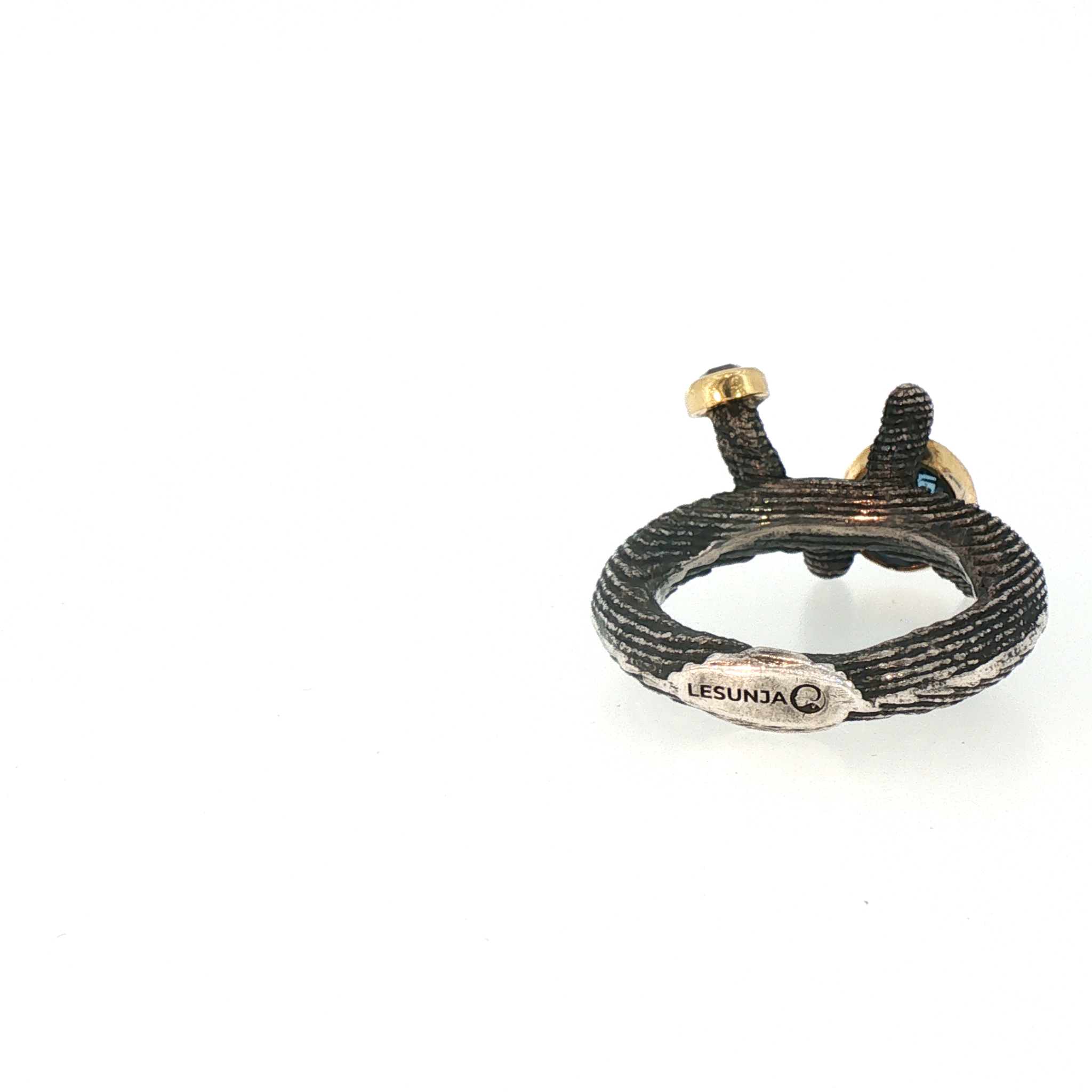 Lesunja Ocean XXY Boho Sepia Ring Silver Yellow Gold Topaz Diamond