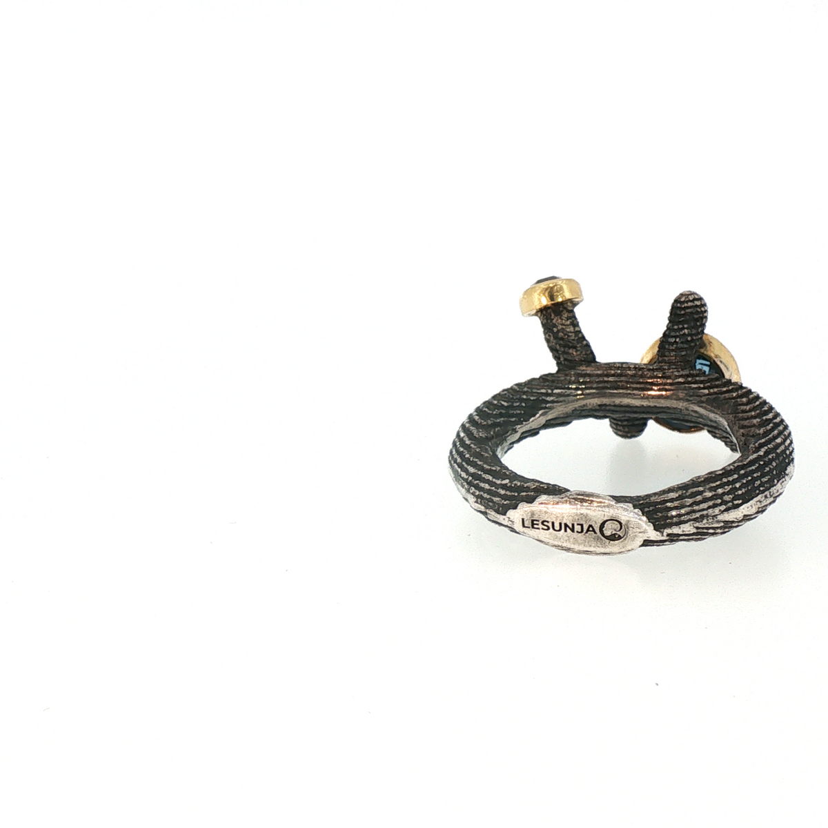 Lesunja Ocean XXY Boho Sepia Ring Silver Yellow Gold Topaz Diamond