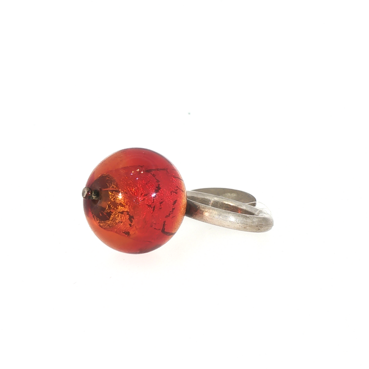 Lesunja Cranberry Glass Silver Ring