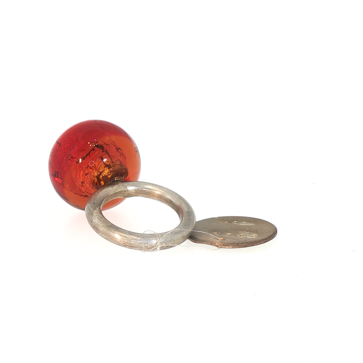 Lesunja Cranberry Glass Silver Ring