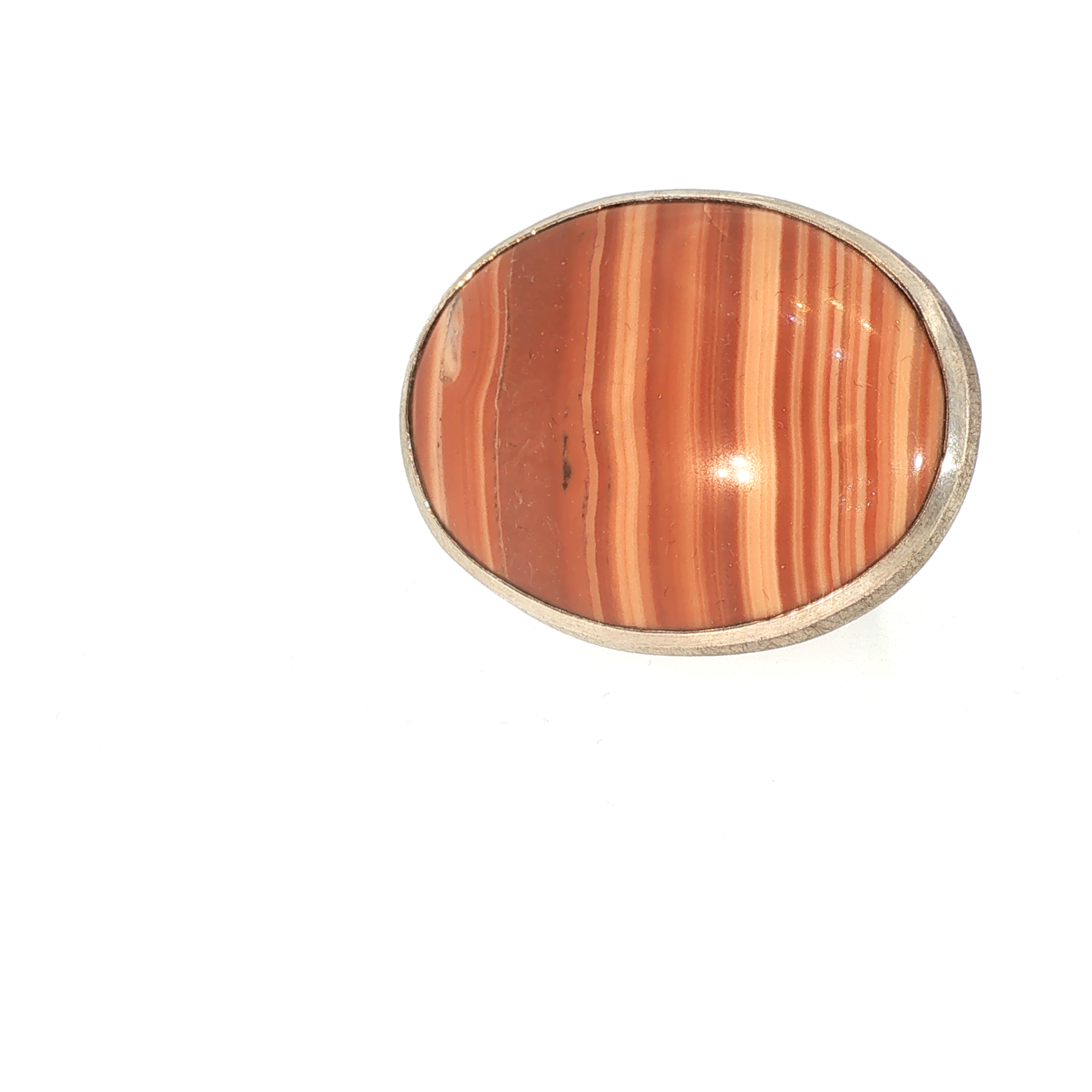 Lesunja Silver Agate Ring Banded Red Cabochon Size 58.5