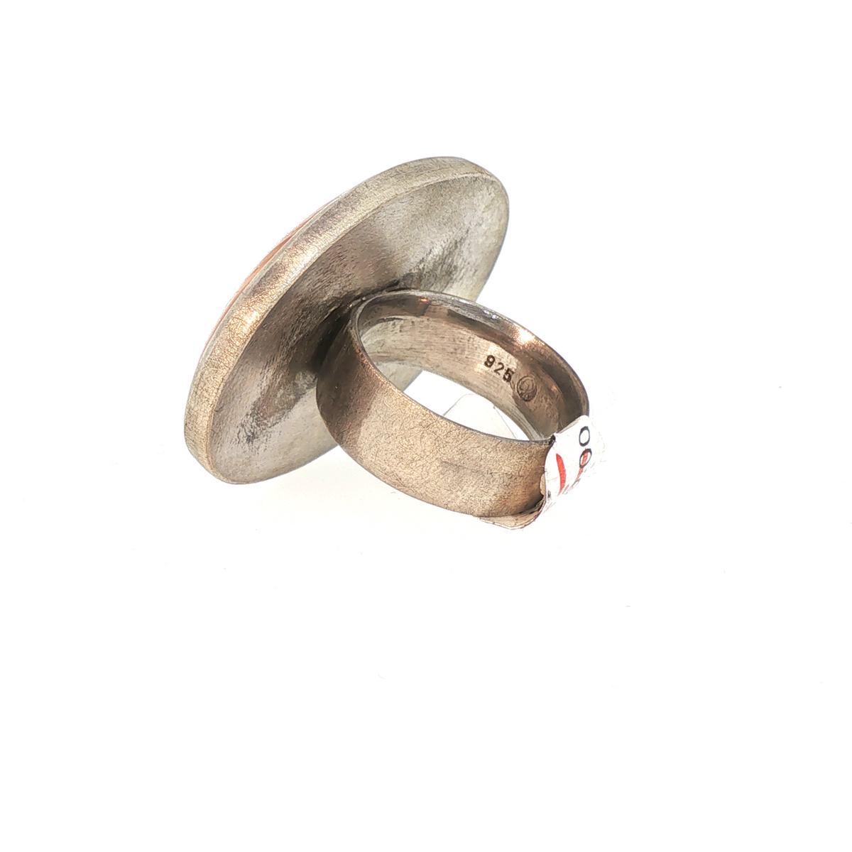 Lesunja Silver Agate Ring Banded Red Cabochon Size 58.5