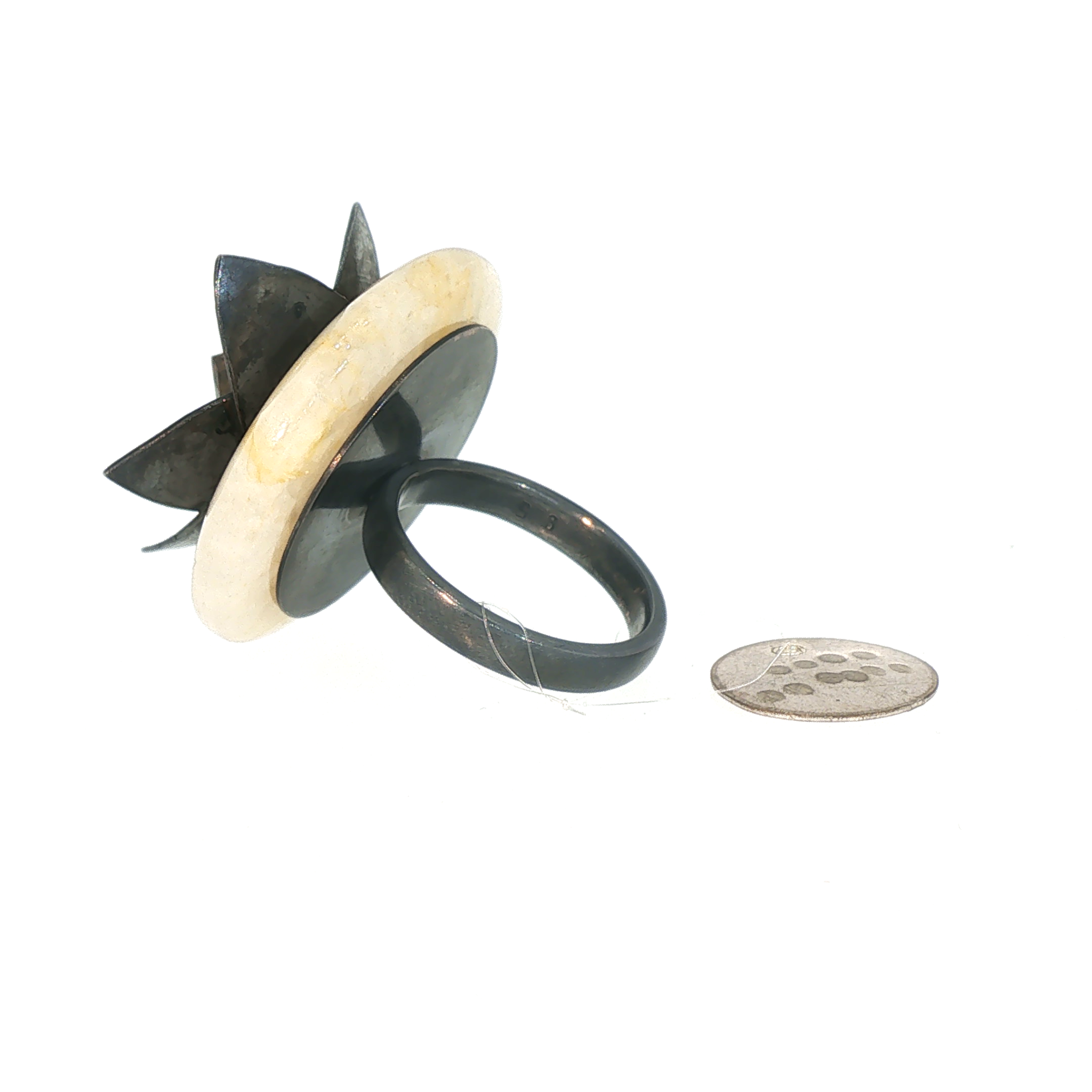 Lesunja Lotus Silver Yellow Gold Quartz Citrine Ring
