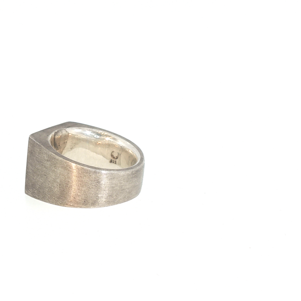 Lesunja Signet Silver Ring Dark Blue Agate Engraved