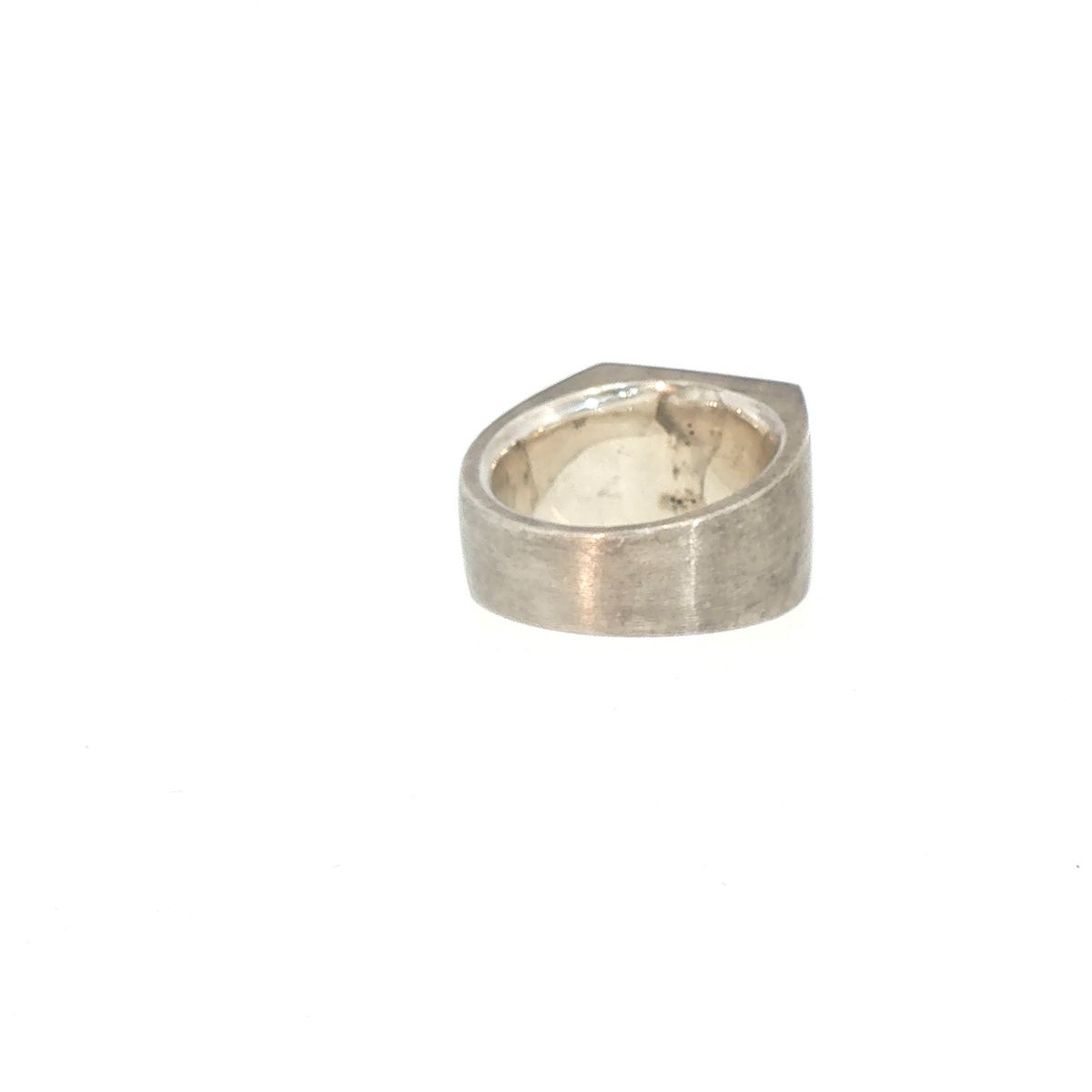 Lesunja Signet Silver Ring Dark Blue Agate Engraved