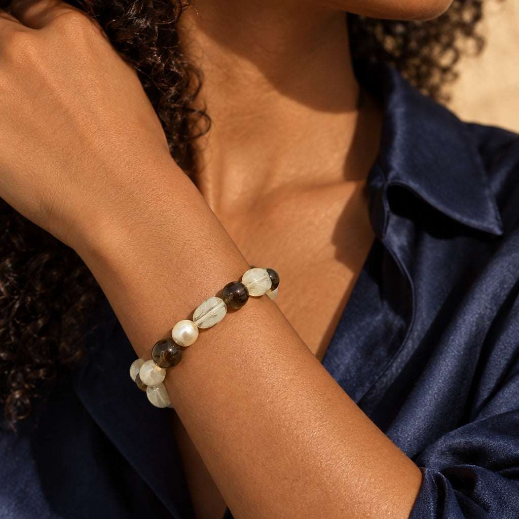 Model wearing the Lesunja What Goes Around Bracelet by Lesunja Fine Jewellery – AI-generated visualisation