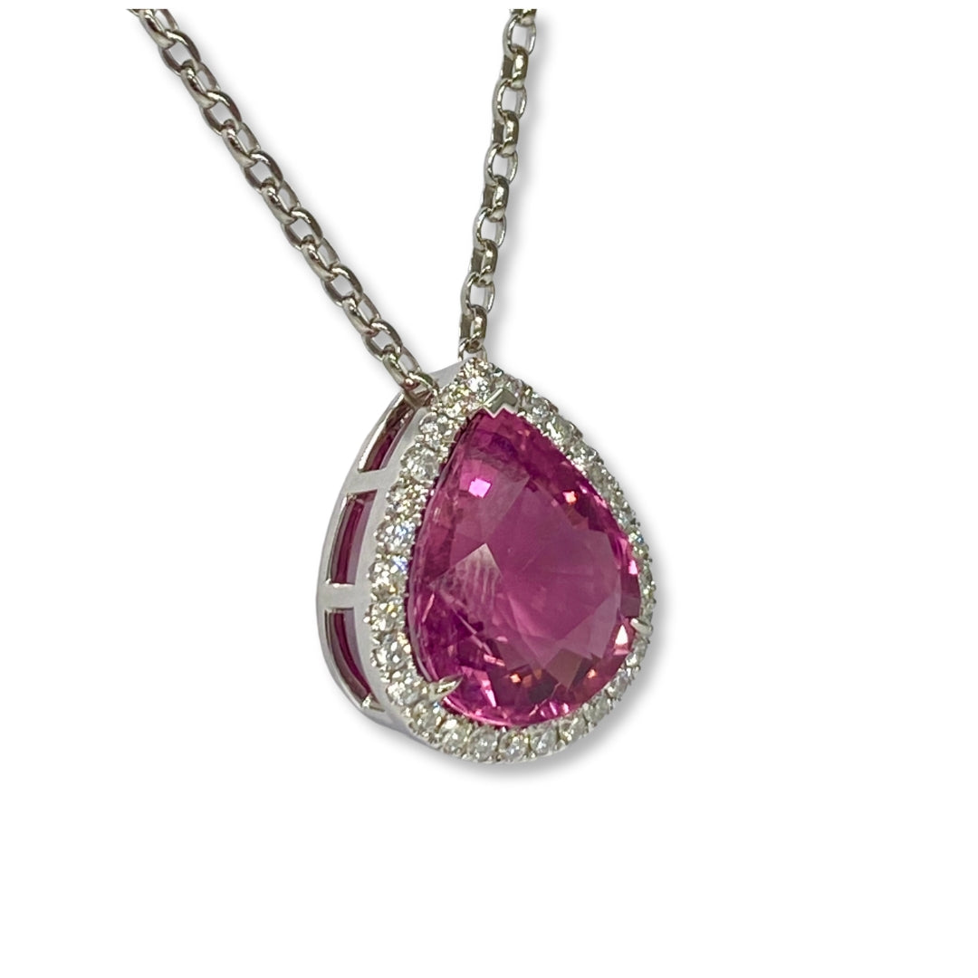 Lesunja Necklace Platinum Pink Tourmaline White Diamonds