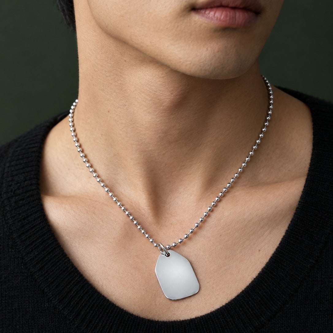 Model wearing the Lesunja 925 Silver Necklace with Pendant Name Tag by Lesunja Fine Jewellery – AI-generated visualisation