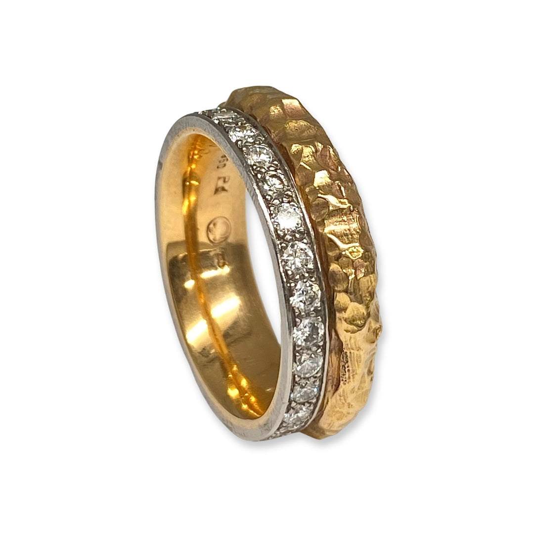 Lesunja Wedding Rings Rose Gold Palladium Diamond
