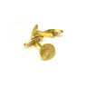 Lesunja Cufflinks Yellow Gold Sepia Round, handmade fine jewellery from Switzerland