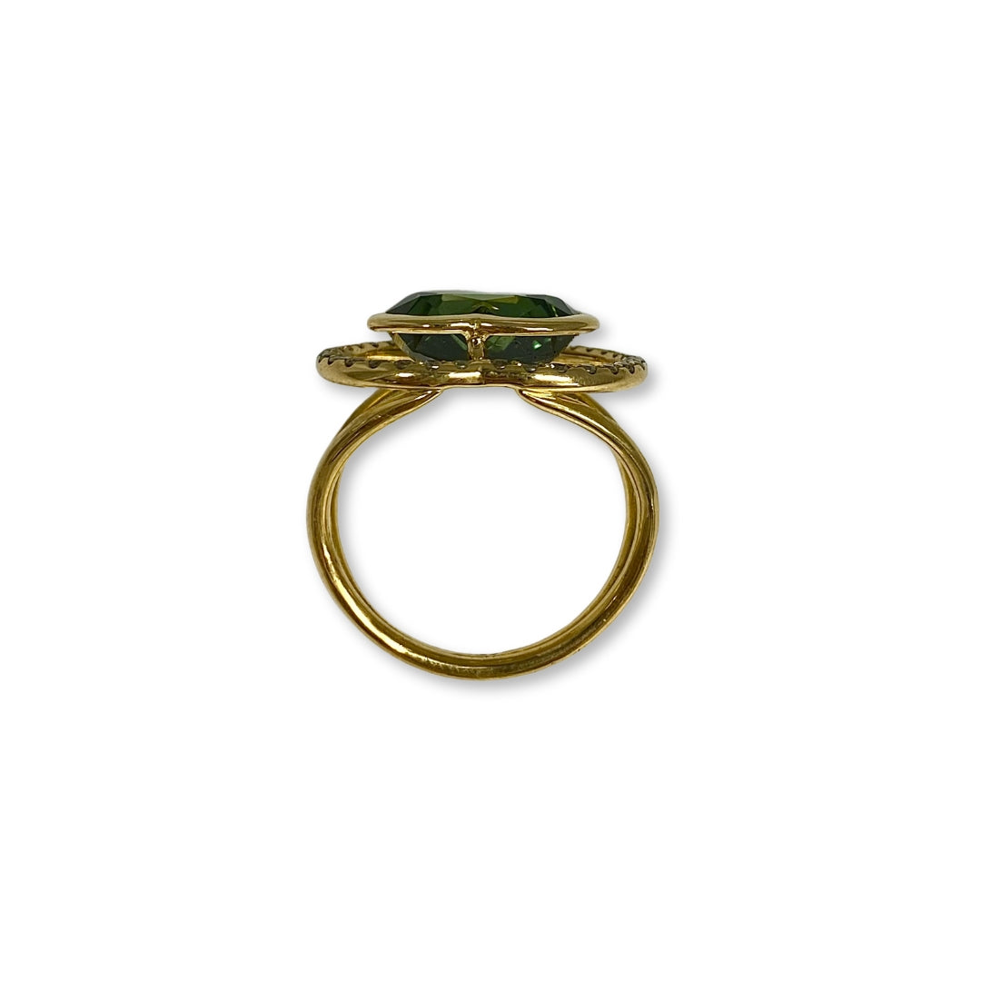 Lesunja Music Was My First Love Cocktail Ring Yellow Gold Green Tourmaline