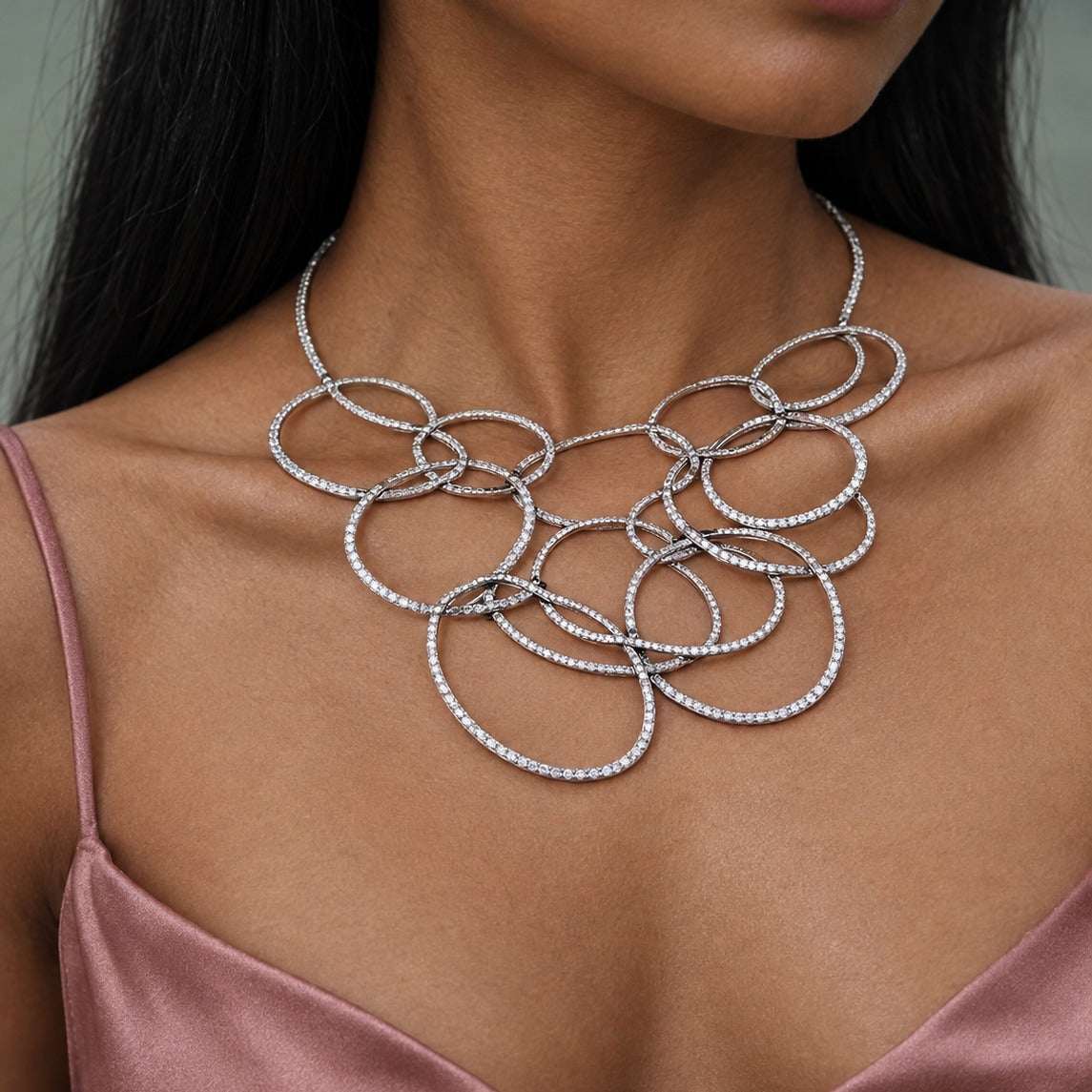 Model wearing the Lesunja Silver Dream Chain by Lesunja Fine Jewellery – AI-generated visualisation