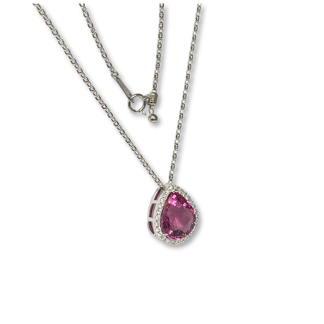 Lesunja Necklace Platinum Pink Tourmaline White Diamonds