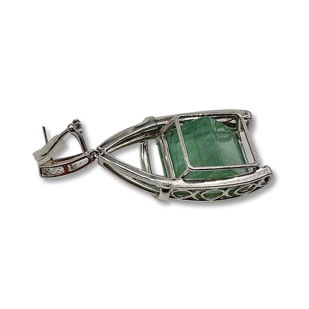 Lesunja Magnifique Earrings in White Gold Green Aquamarine Diamonds