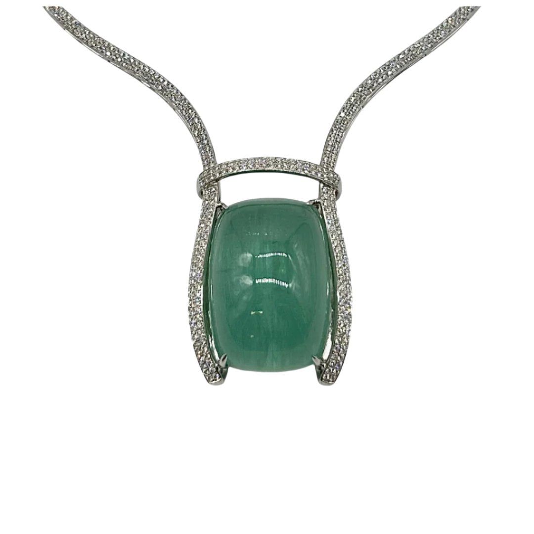 Lesunja Magnifique Necklace White Gold Green Aquamarine Diamonds