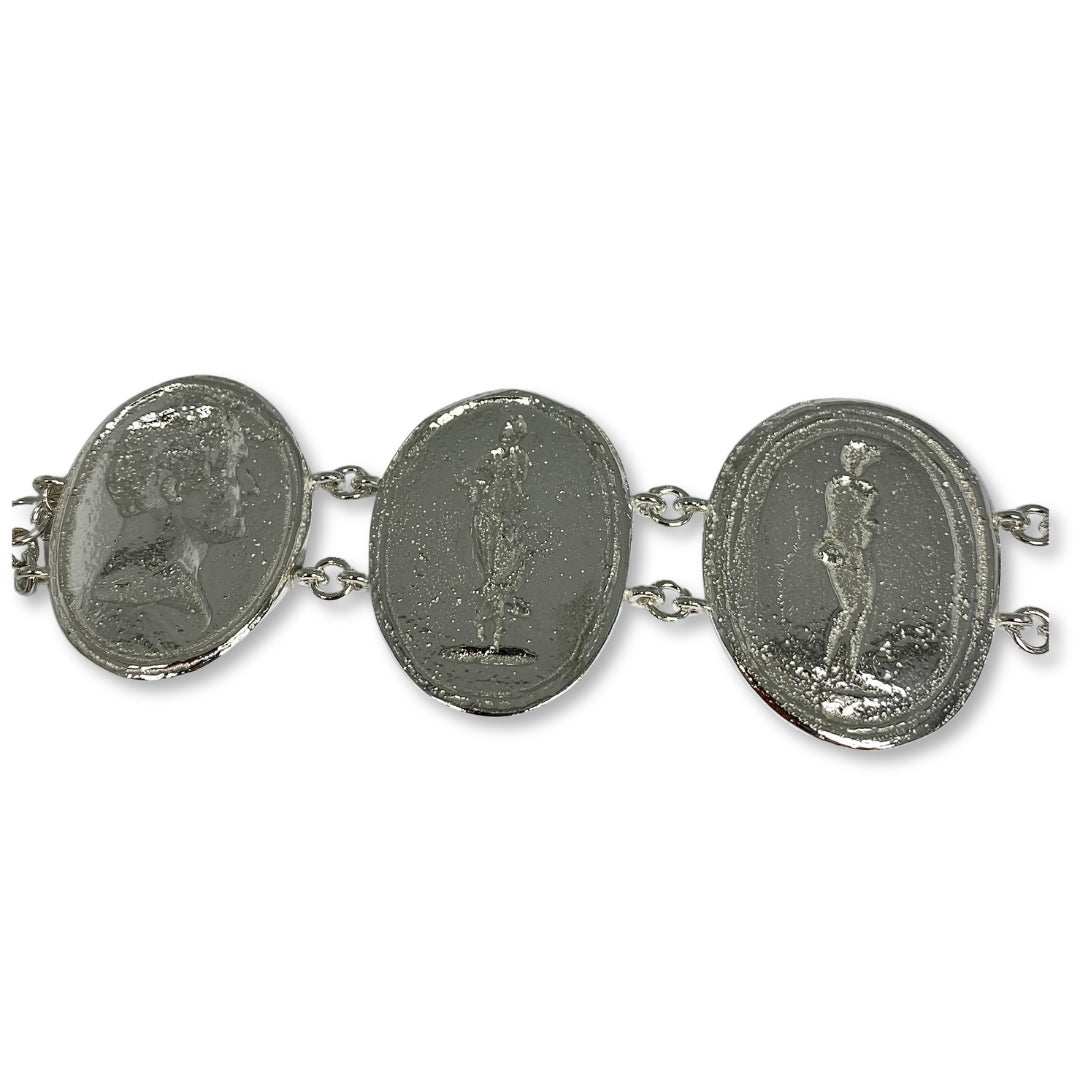 Lesunja Bracelet Silver Gemstone Plates, detail view, Lesunja atelier Zurich