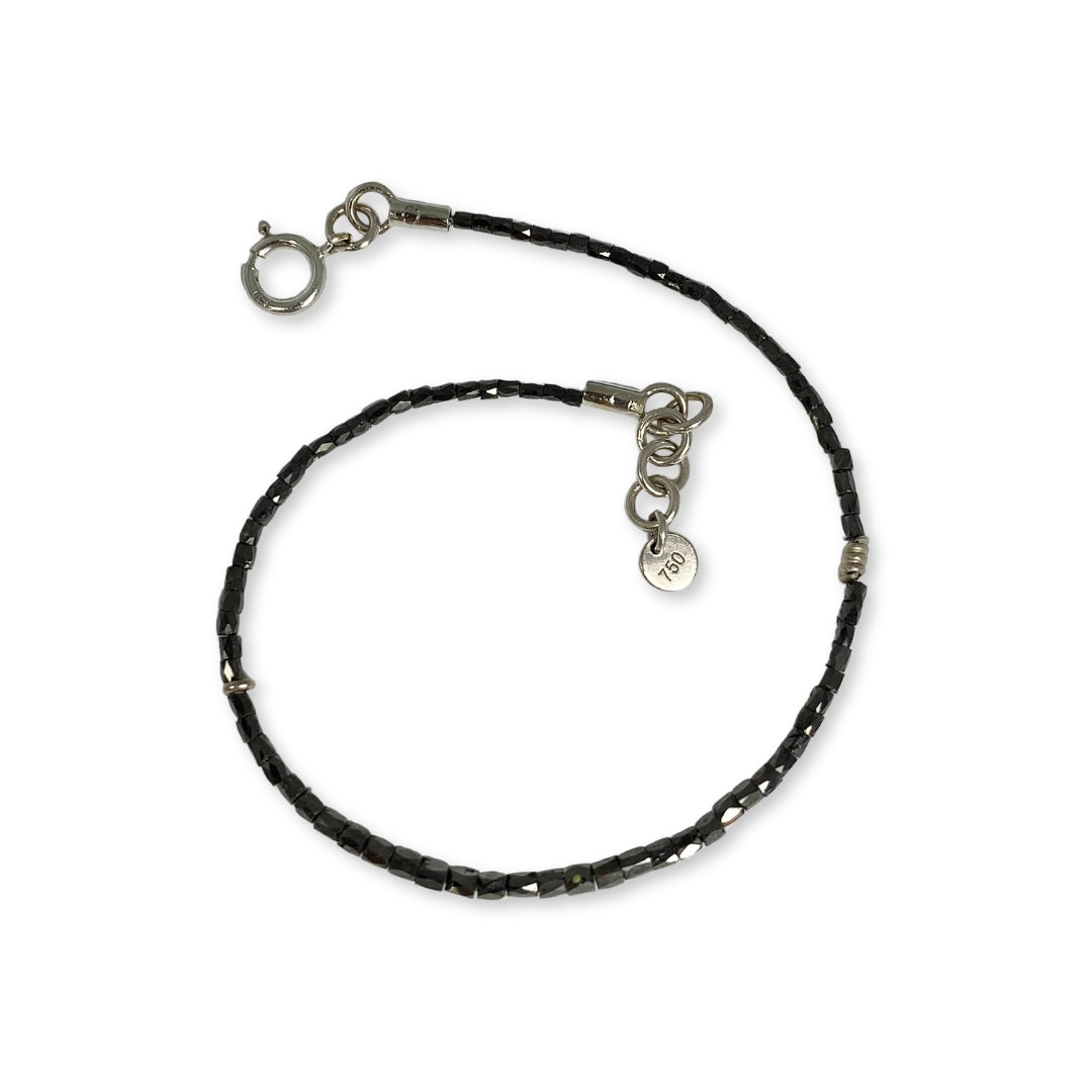 Lesunja Bracelet White Gold Black Diamond Beads