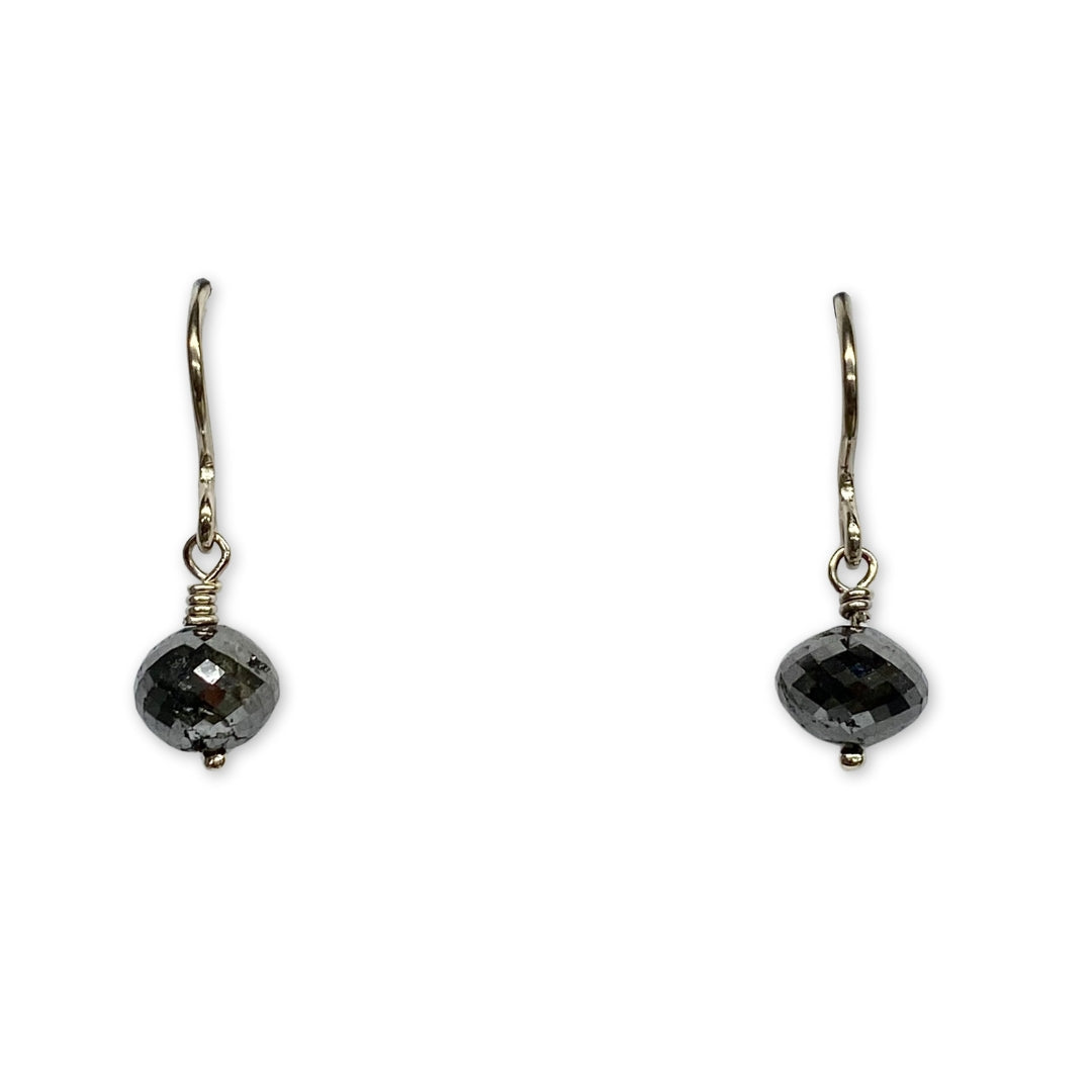 Lesunja Ear Hooks White Gold Black Diamonds