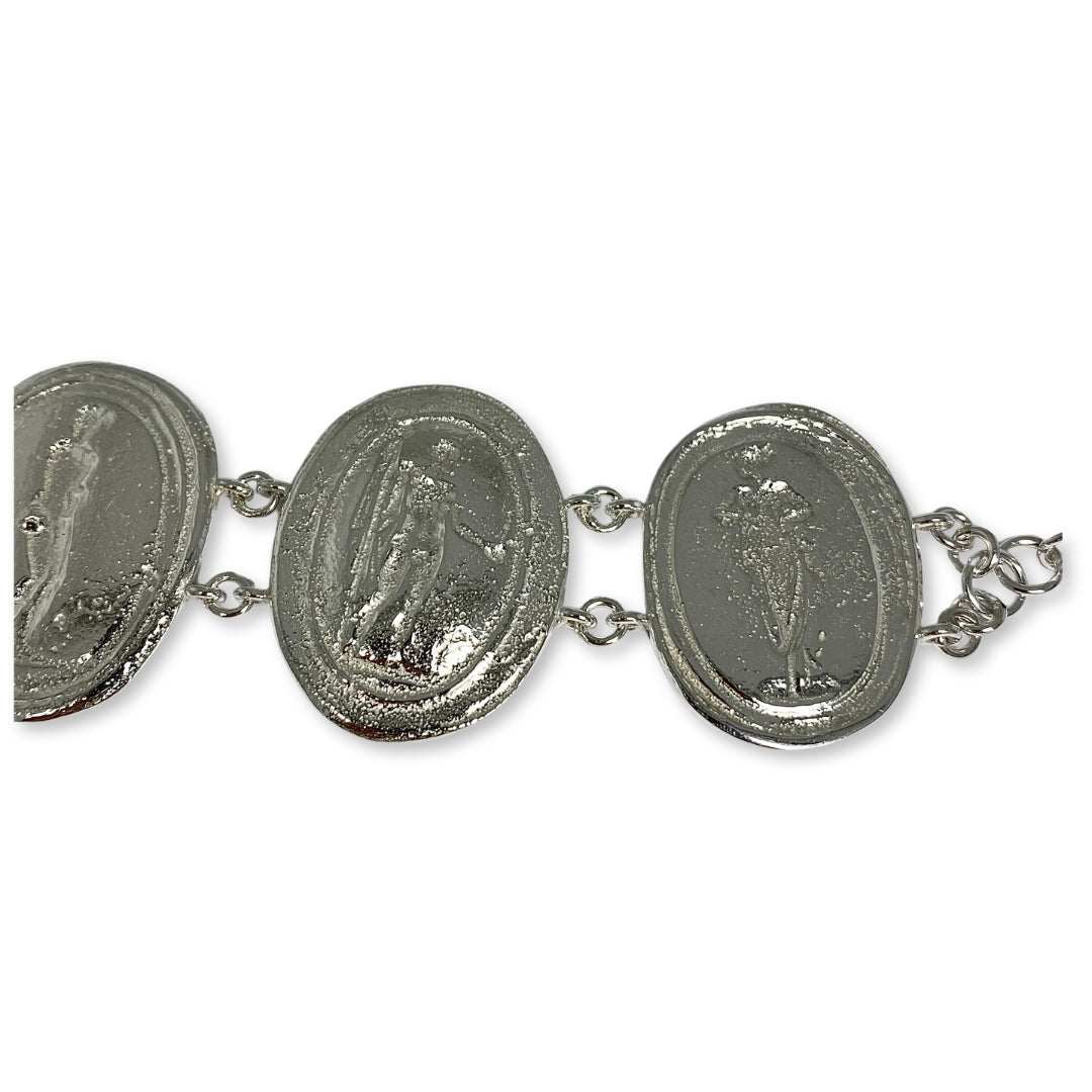 Lesunja Bracelet Silver Gemstone Plates, detail view, Lesunja atelier Zurich