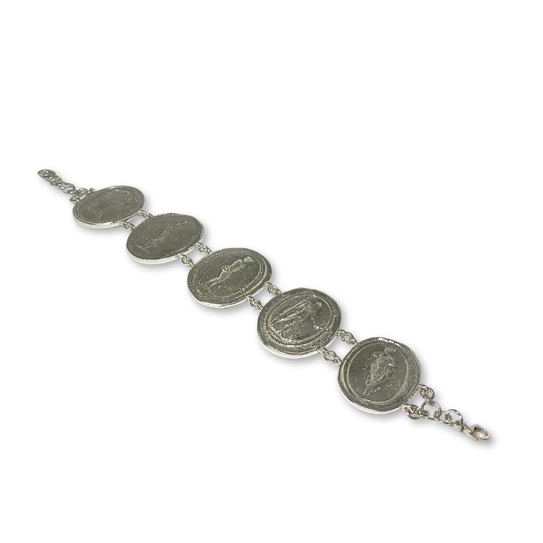 Lesunja Bracelet Silver Gemstone Plates, detail view, Lesunja atelier Zurich